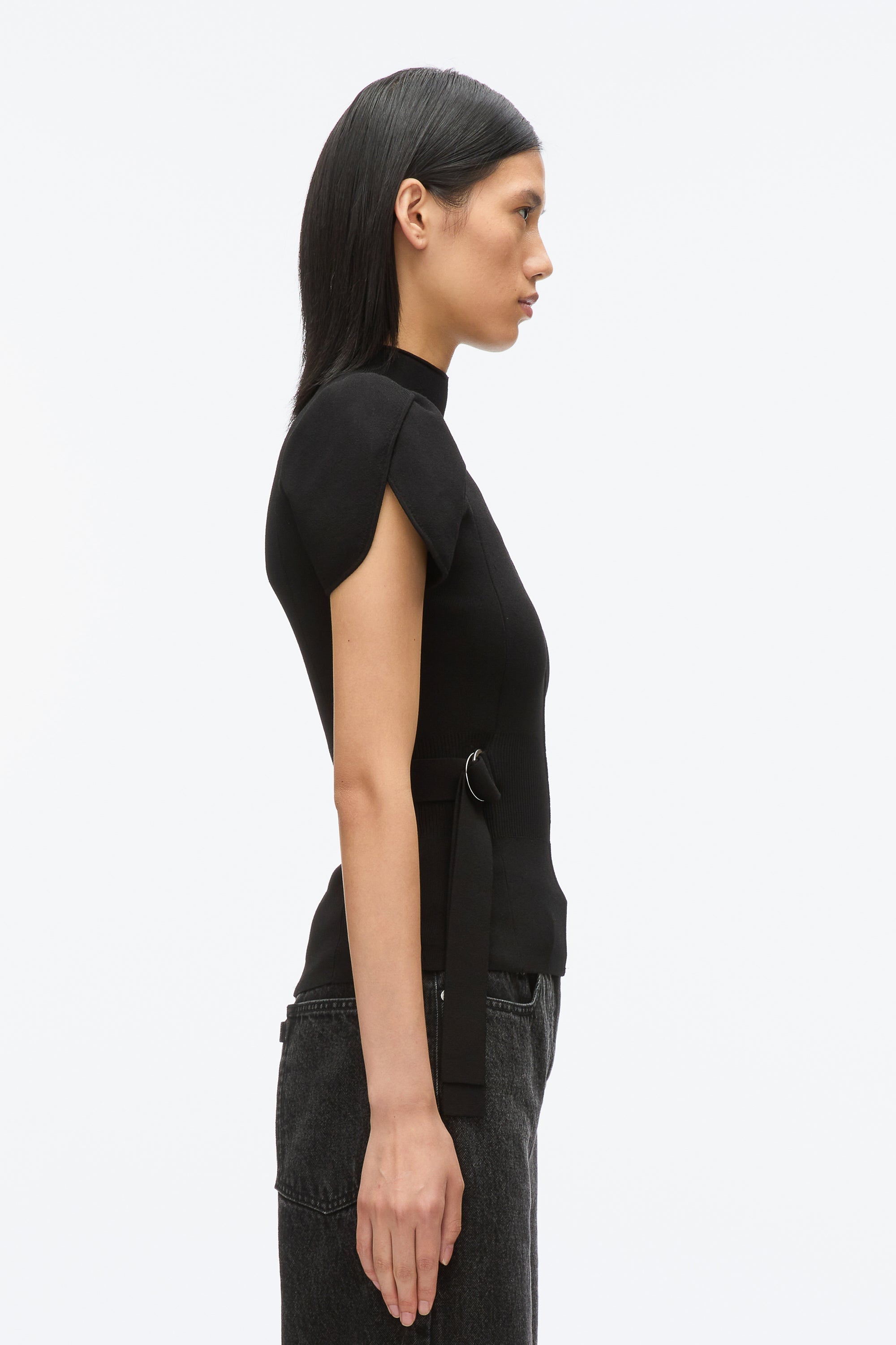 Black Compact Rib Tulip Top | 3.1 Phillip Lim