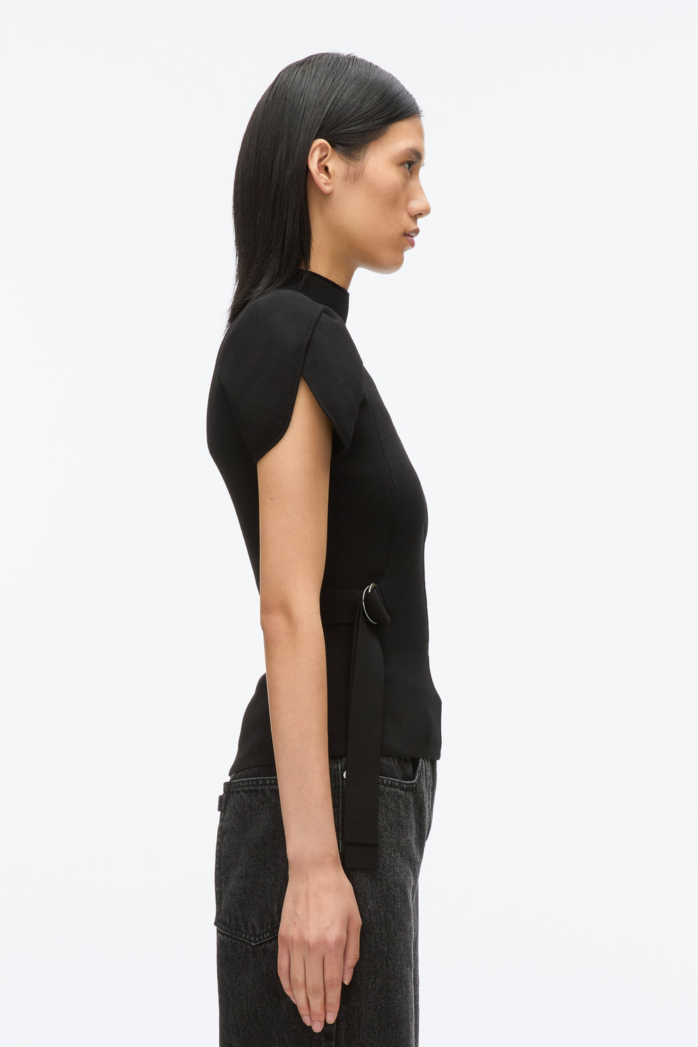 Black Compact Rib Tulip Top | 3.1 Phillip Lim