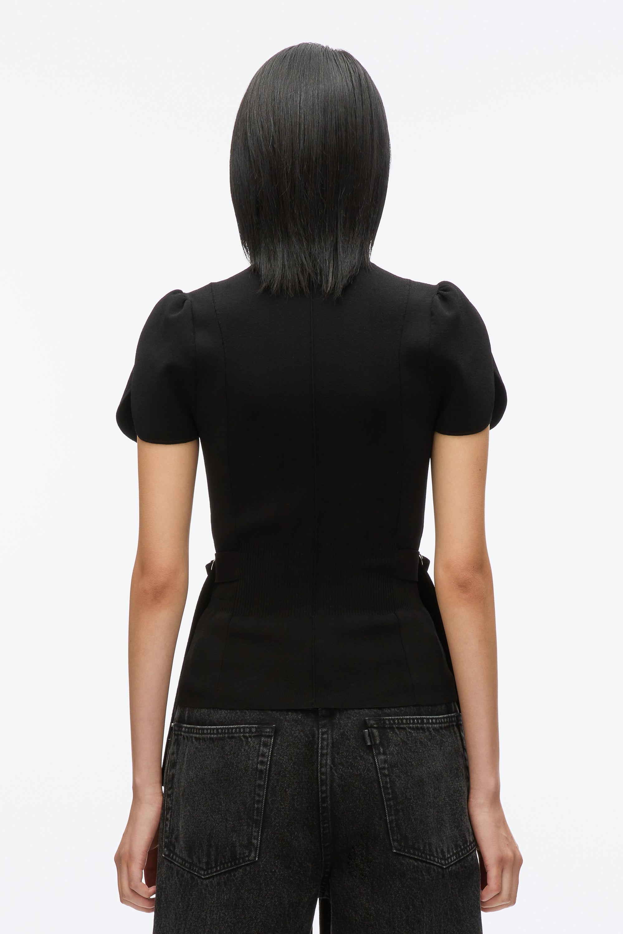 Black Compact Rib Tulip Top | 3.1 Phillip Lim