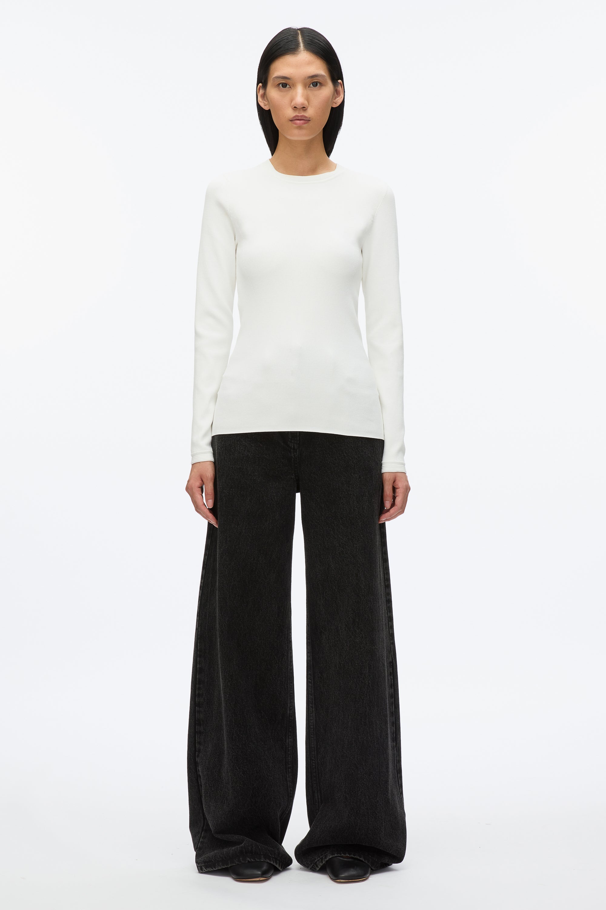 Ivory Compact Rib Long Sleeve Tee | 3.1 Phillip Lim