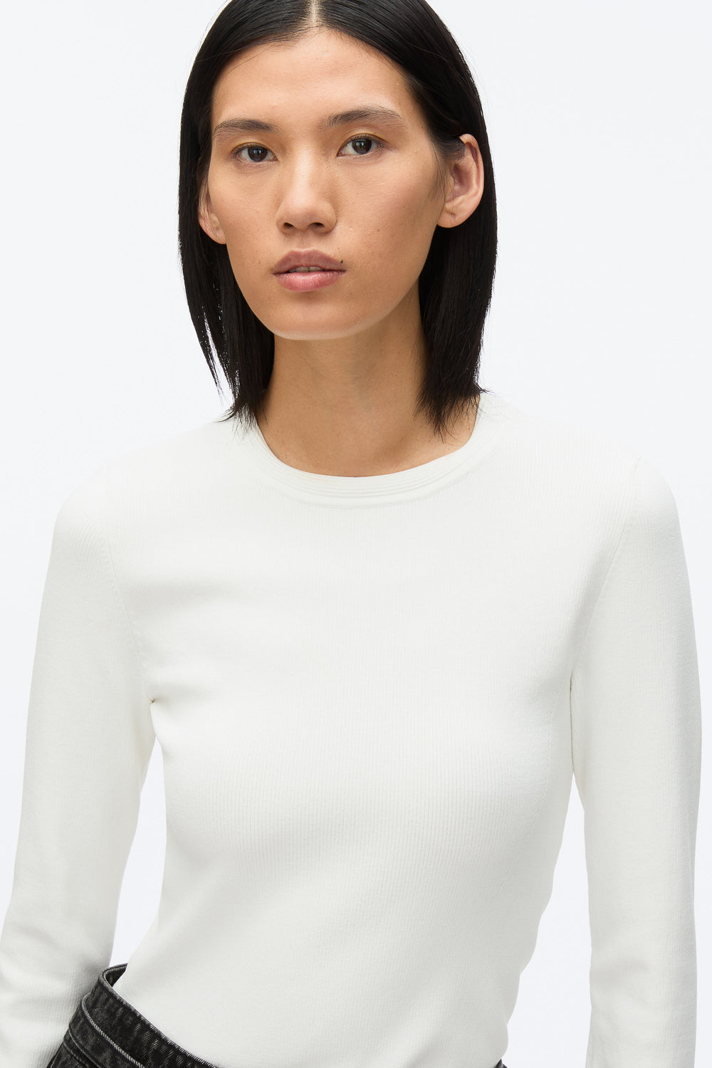 Ivory Compact Rib Long Sleeve Tee | 3.1 Phillip Lim