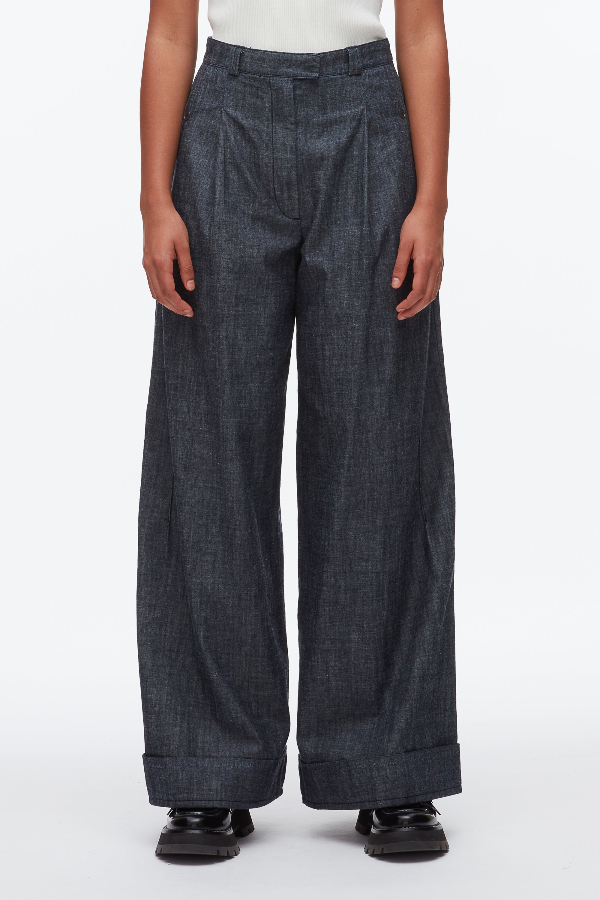 Washed Indigo Double Pleat Wide Leg Pant | 3.1 Phillip Lim