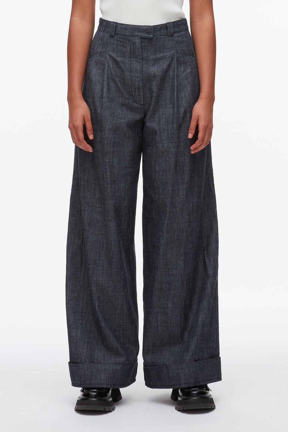 Washed Indigo Double Pleat Wide Leg Pant | 3.1 Phillip Lim
