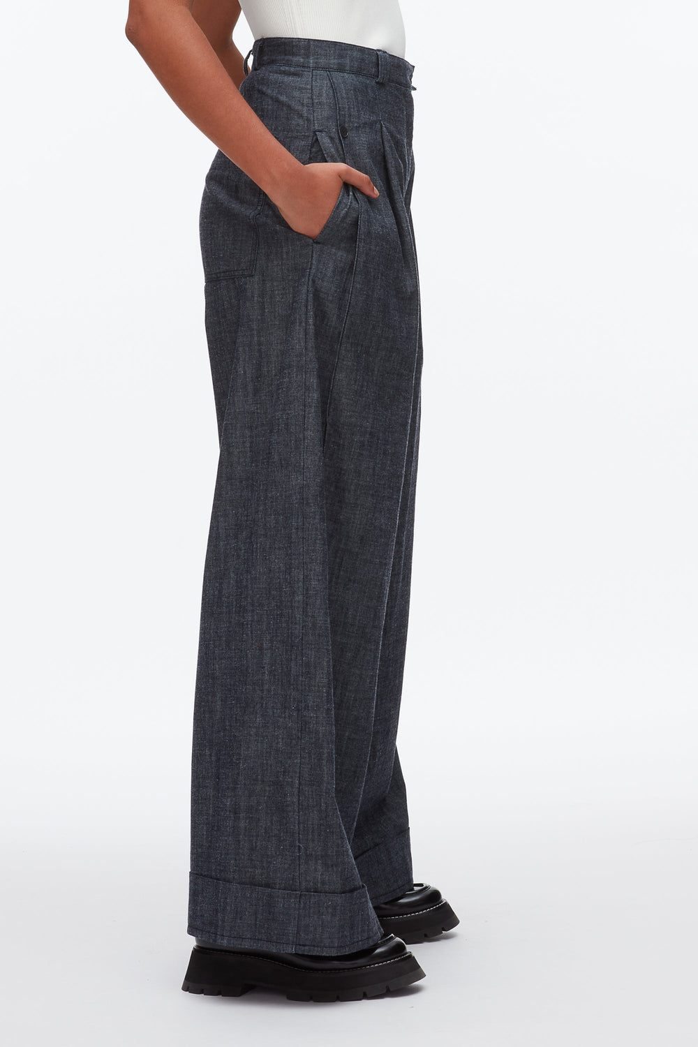 Washed Indigo Double Pleat Wide Leg Pant | 3.1 Phillip Lim