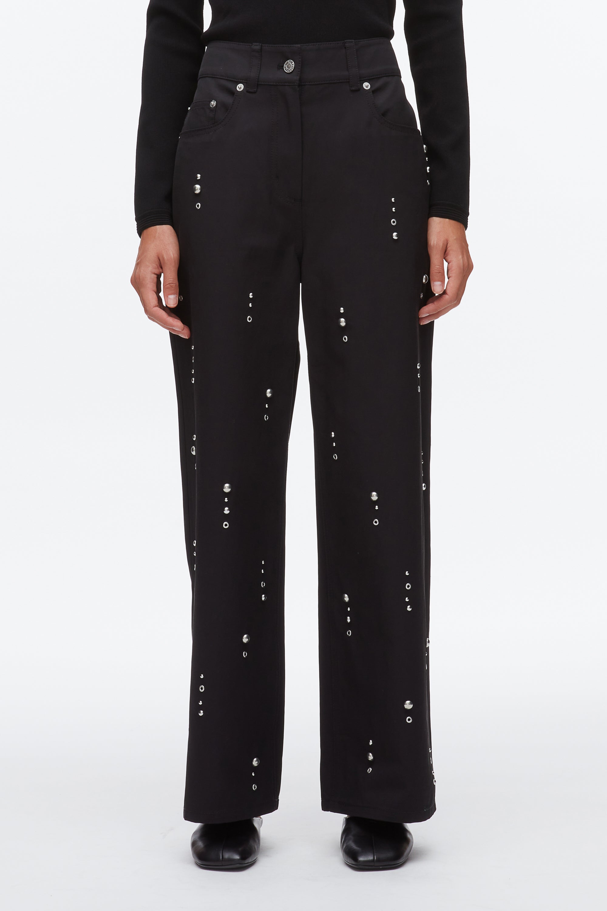 Black Stud Embellished Wide Leg Pant | 3.1 Phillip Lim