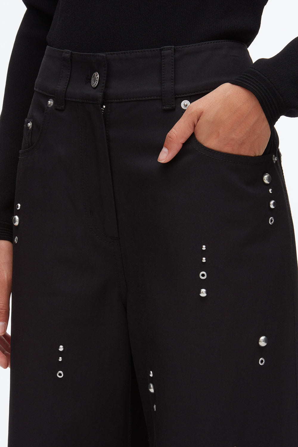 Black Stud Embellished Wide Leg Pant | 3.1 Phillip Lim