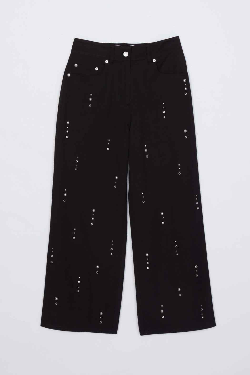 Black Stud Embellished Wide Leg Pant | 3.1 Phillip Lim