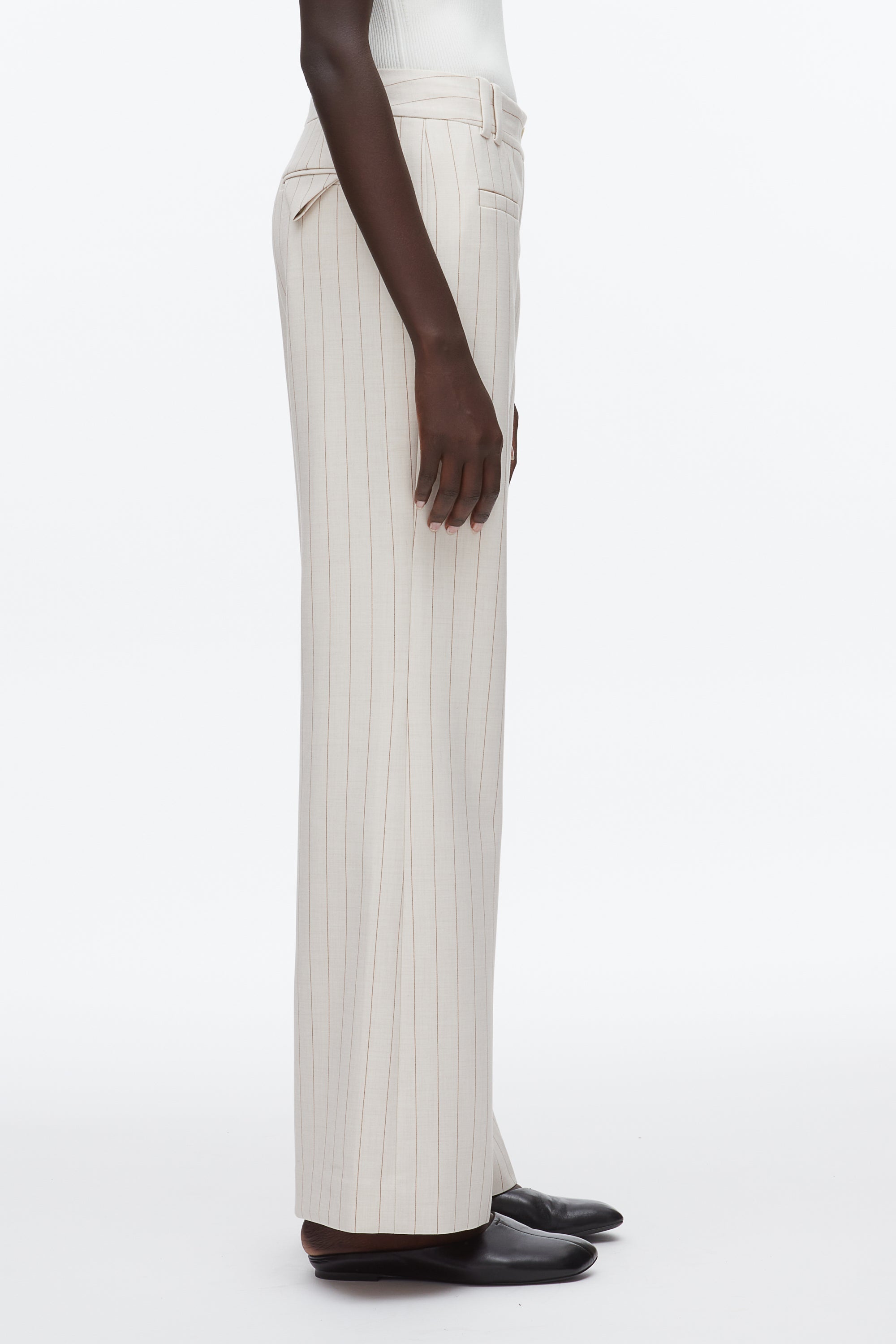 Ecru-Tan Pinstripe Trousers | 3.1 Phillip Lim