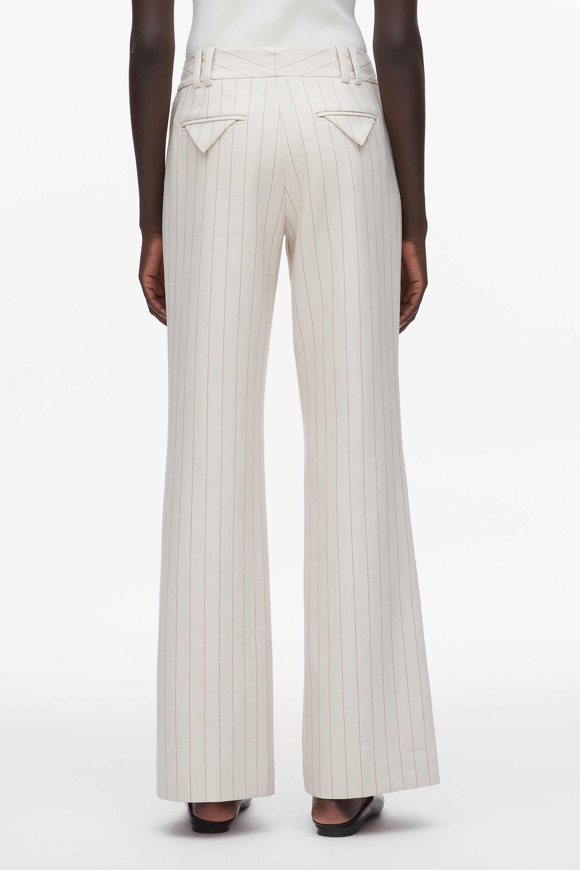 Ecru-Tan Pinstripe Trousers | 3.1 Phillip Lim