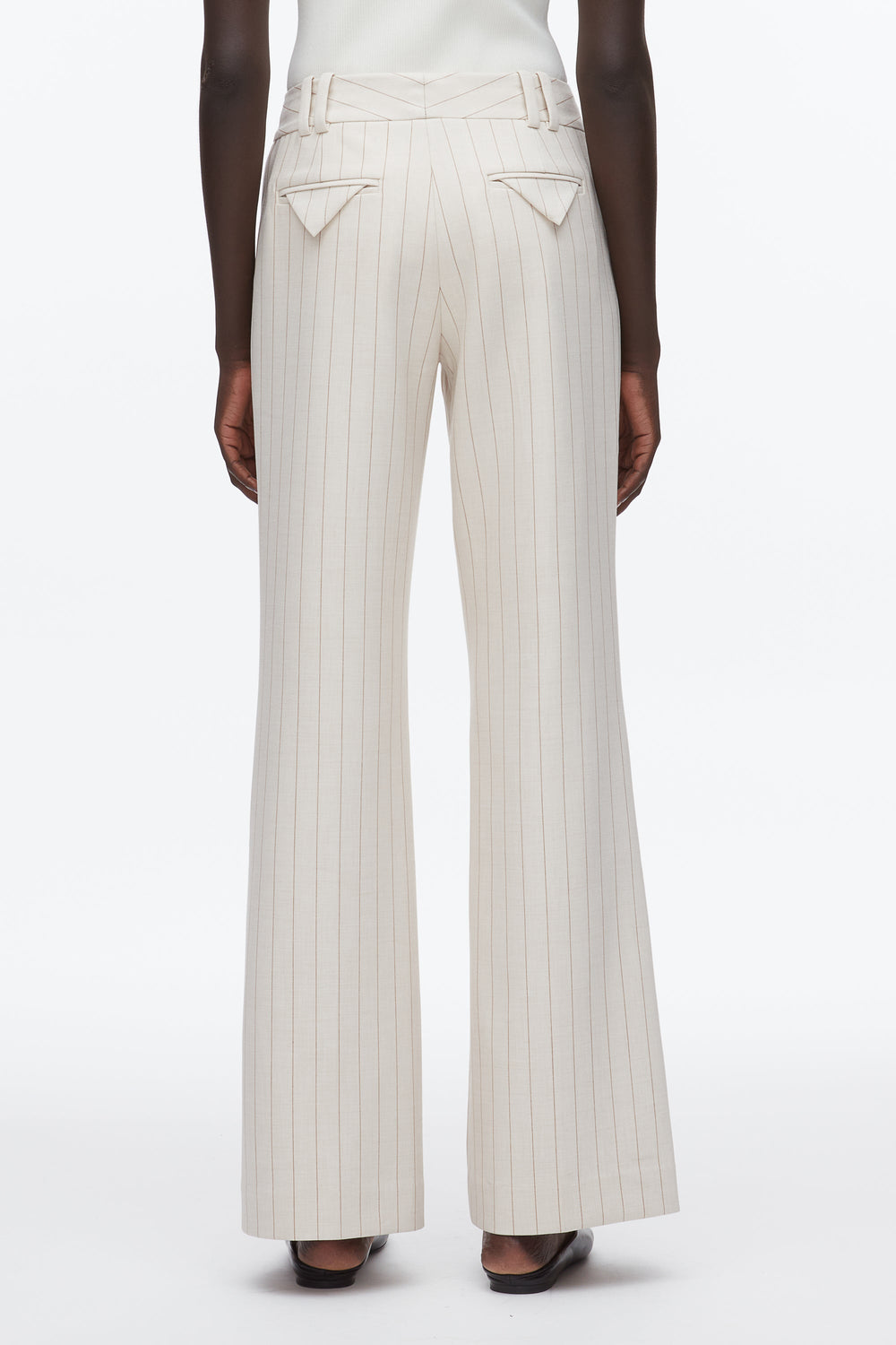 Ecru-Tan Pinstripe Trousers | 3.1 Phillip Lim
