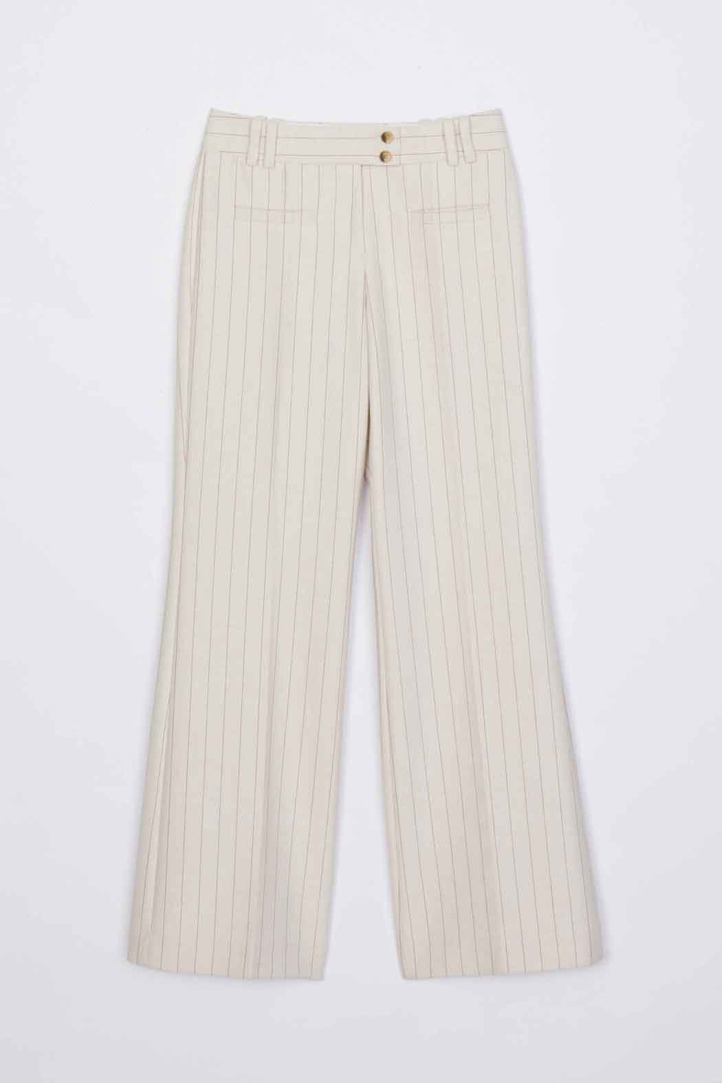 Ecru-Tan Pinstripe Trousers | 3.1 Phillip Lim