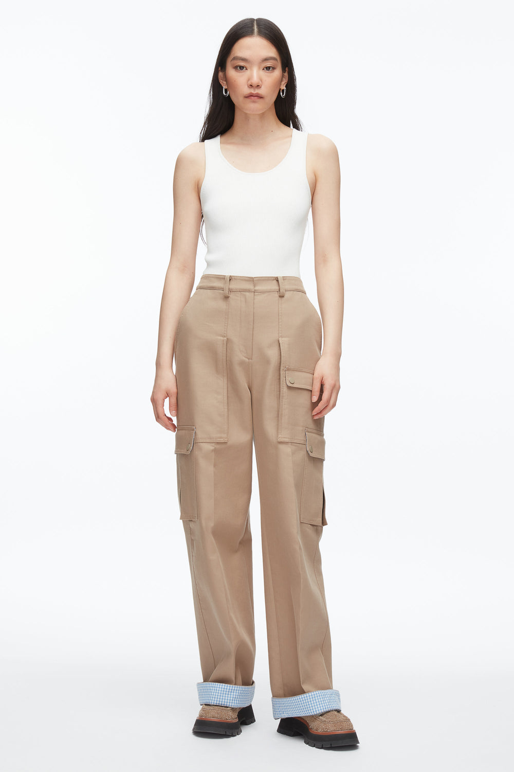 Praline Multi Carpenter Cargo Pants with Plaid Cuffs | 3.1 Phillip Lim