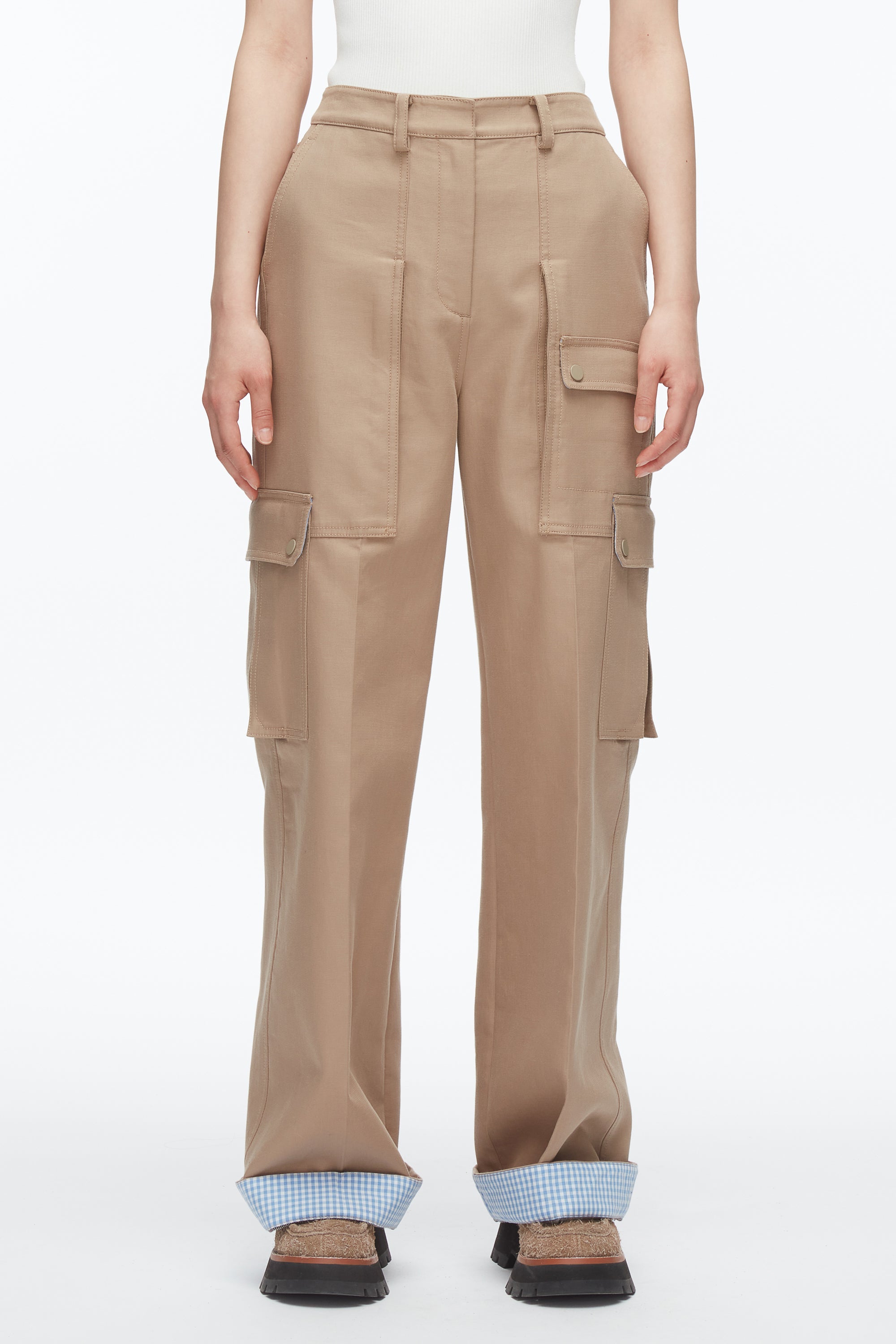 Praline Multi Carpenter Cargo Pants with Plaid Cuffs | 3.1 Phillip Lim
