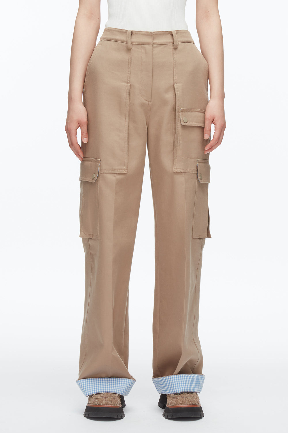 Praline Multi Carpenter Cargo Pants with Plaid Cuffs | 3.1 Phillip Lim