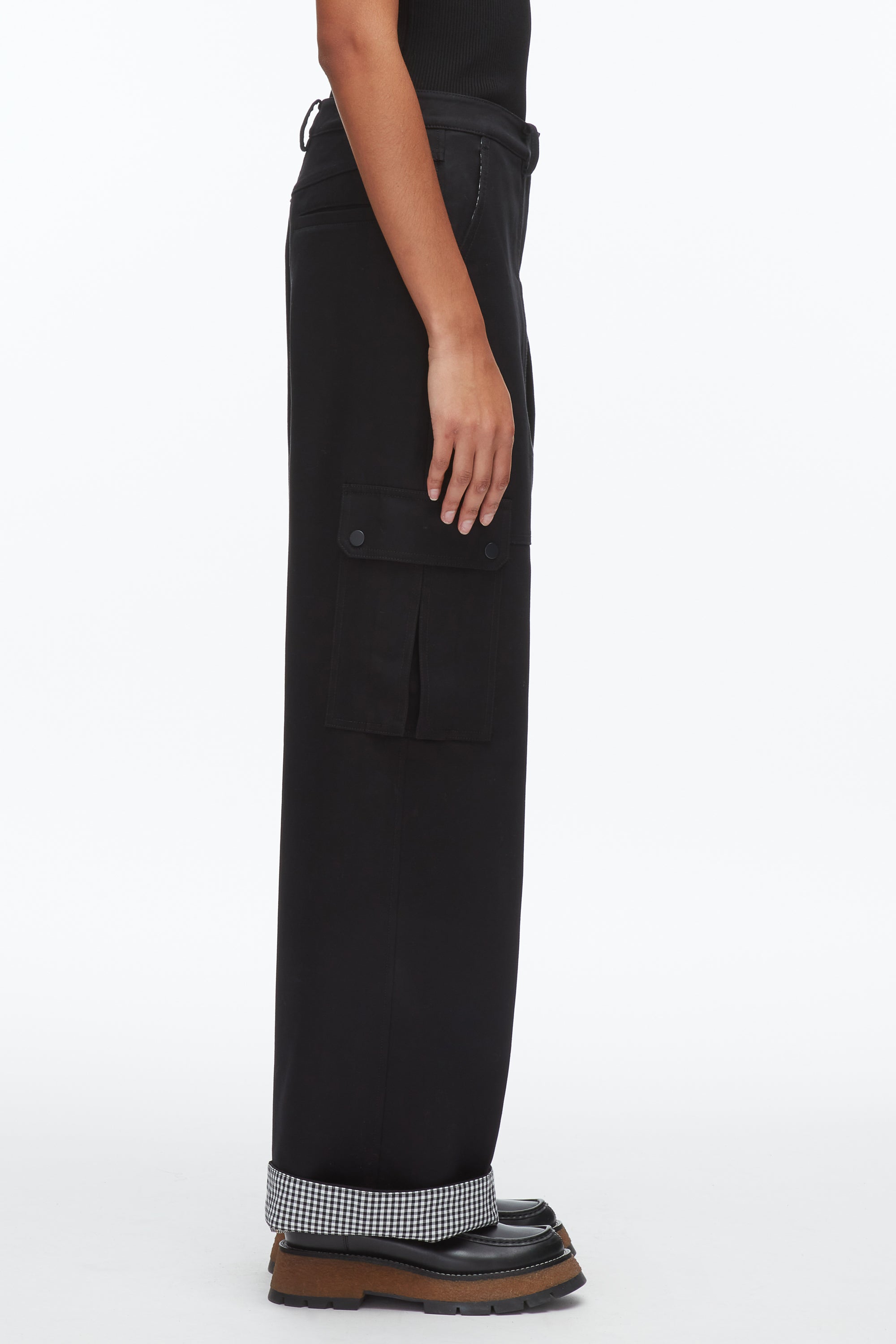 Black Multi Carpenter Cargo Pants with Plaid Cuffs | 3.1 Phillip Lim
