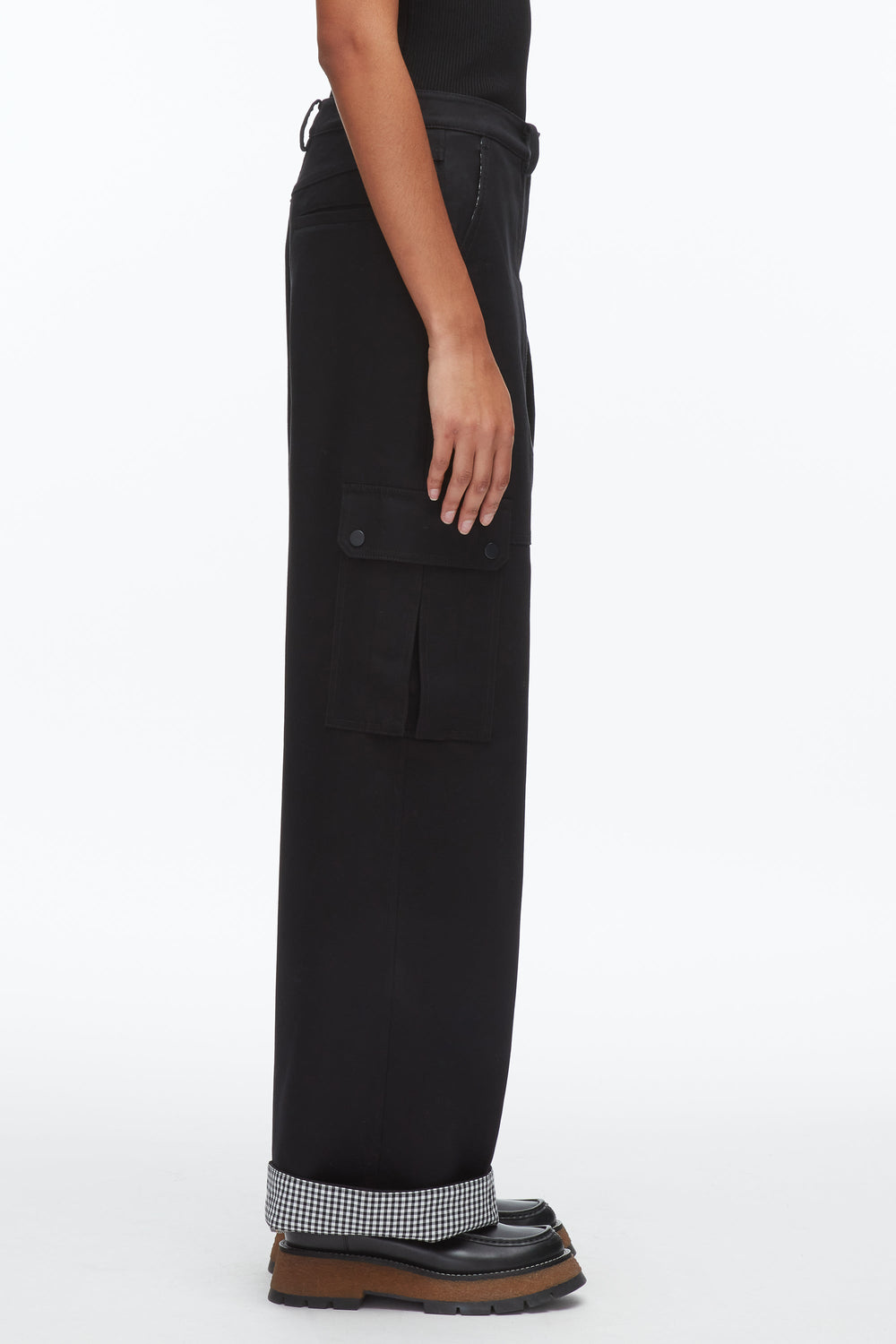 Black Multi Carpenter Cargo Pants with Plaid Cuffs | 3.1 Phillip Lim