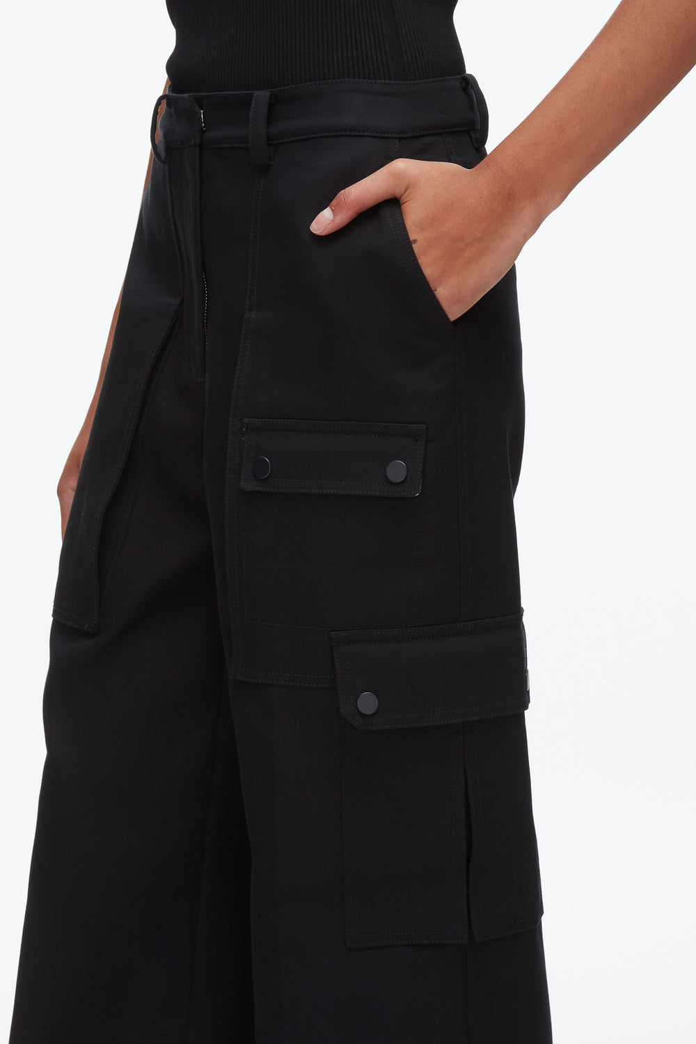 Black Multi Carpenter Cargo Pants with Plaid Cuffs | 3.1 Phillip Lim