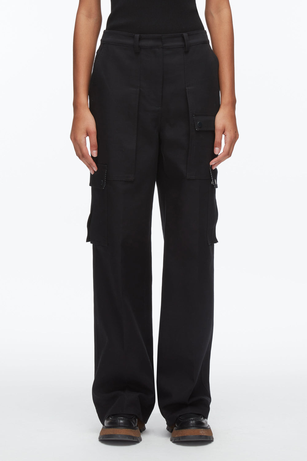Black Multi Carpenter Cargo Pants with Plaid Cuffs | 3.1 Phillip Lim