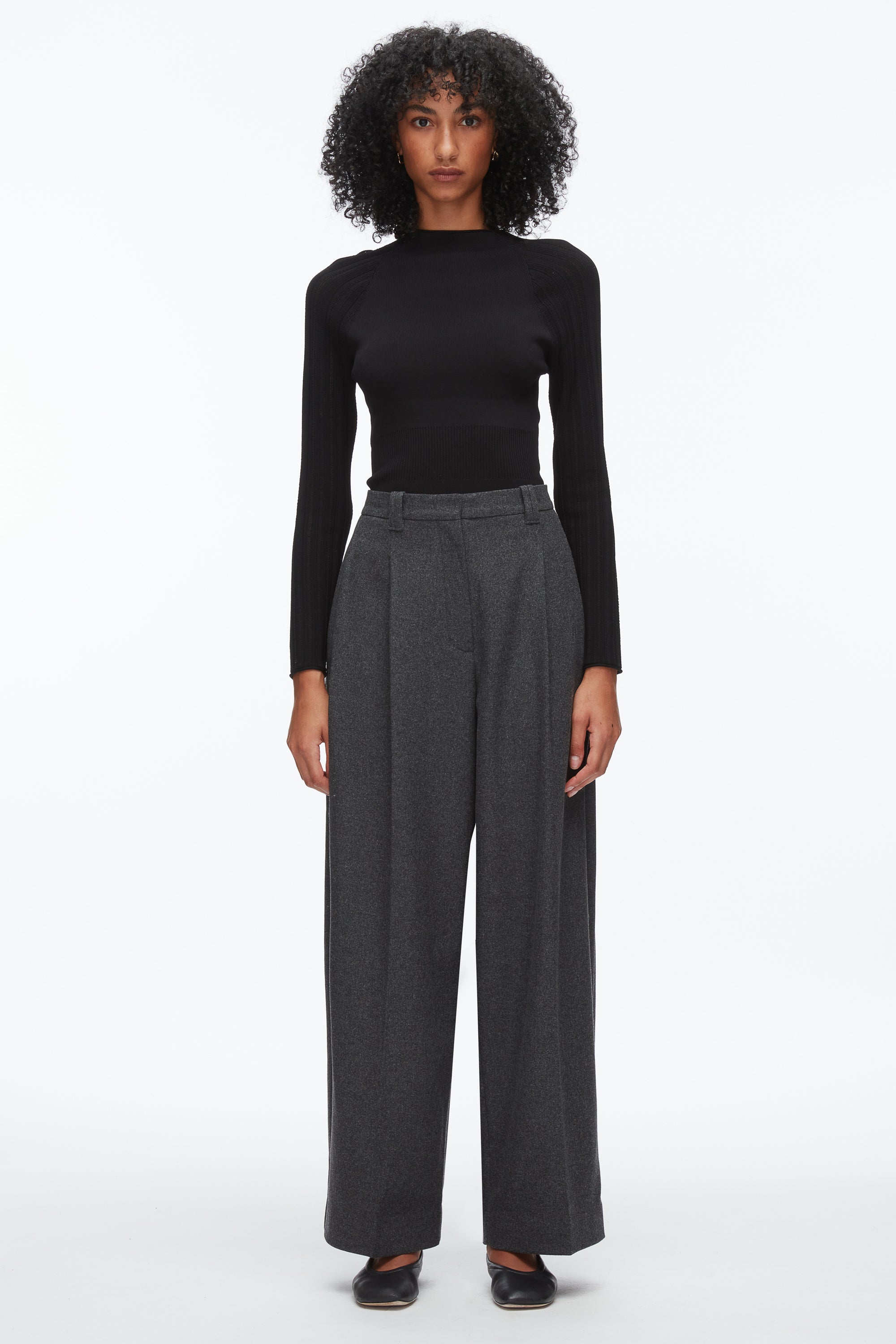Charcoal Flannel Double Pleat Trouser | 3.1 Phillip Lim