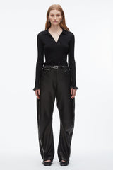 Black Leather Barrel Jean with Zippers | 3.1 Phillip Lim