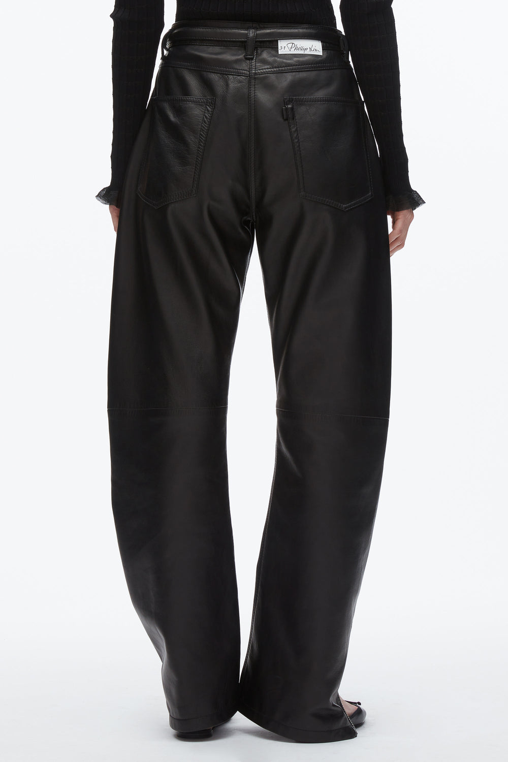 Black Leather Barrel Jean with Zippers | 3.1 Phillip Lim