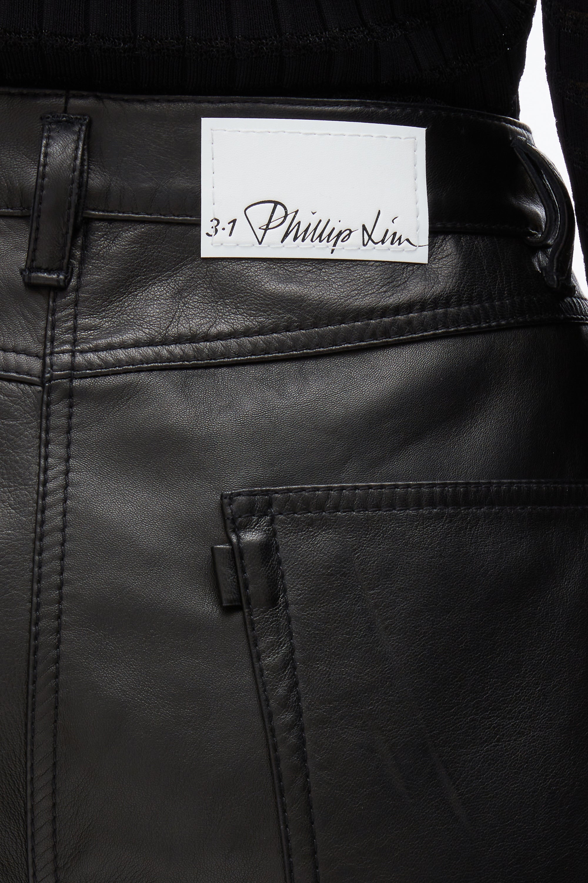 Black Leather Barrel Jean with Zippers | 3.1 Phillip Lim