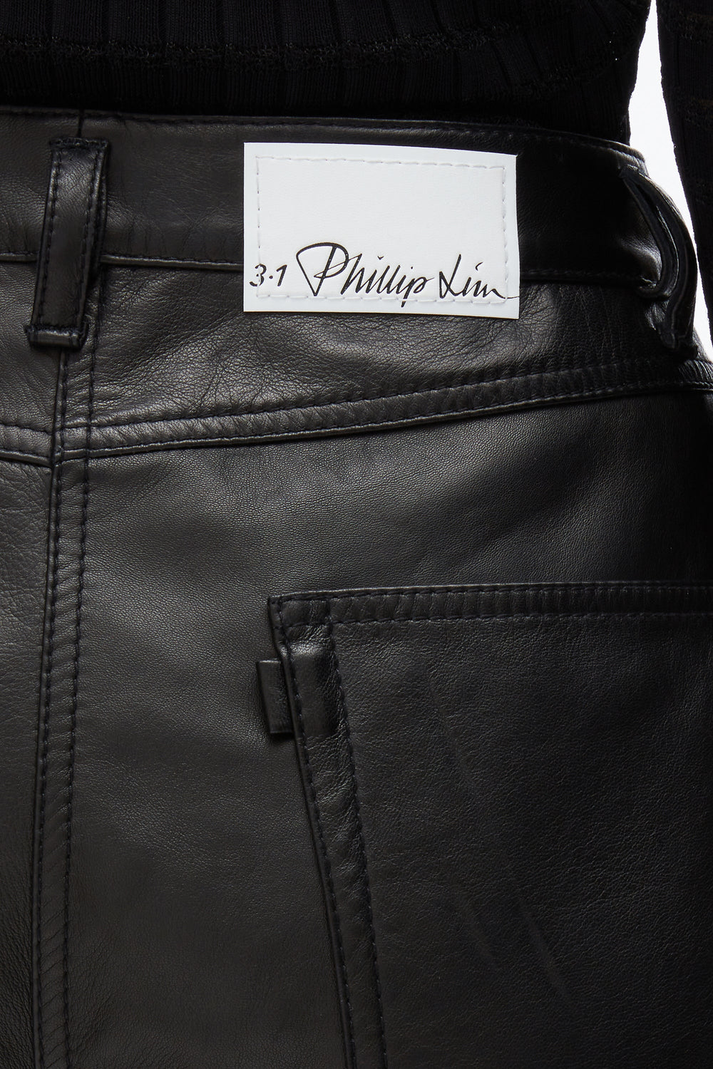 Black Leather Barrel Jean with Zippers | 3.1 Phillip Lim