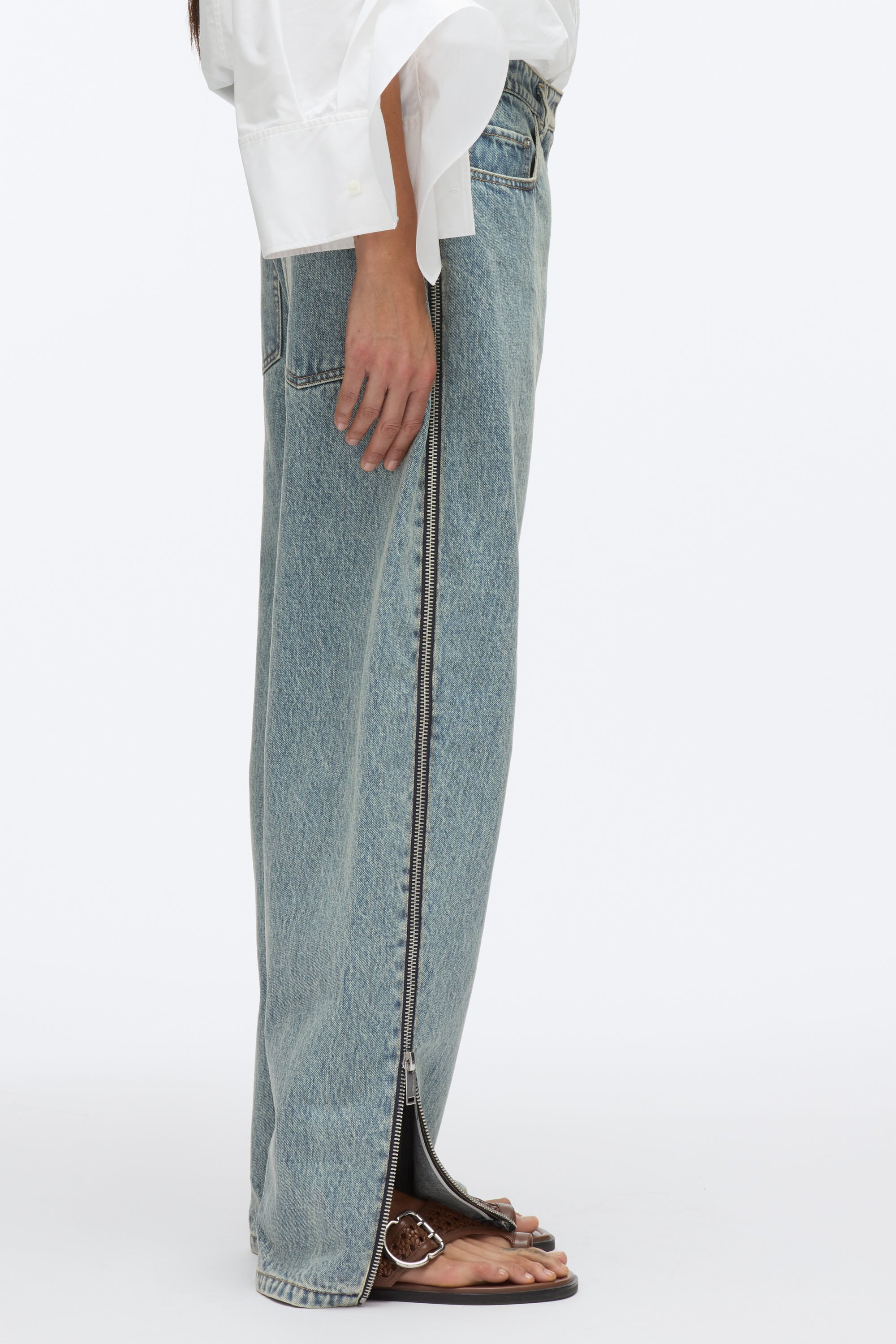 Washed Indigo Curve Denim Petite Pant with Zippers | 3.1 Phillip Lim
