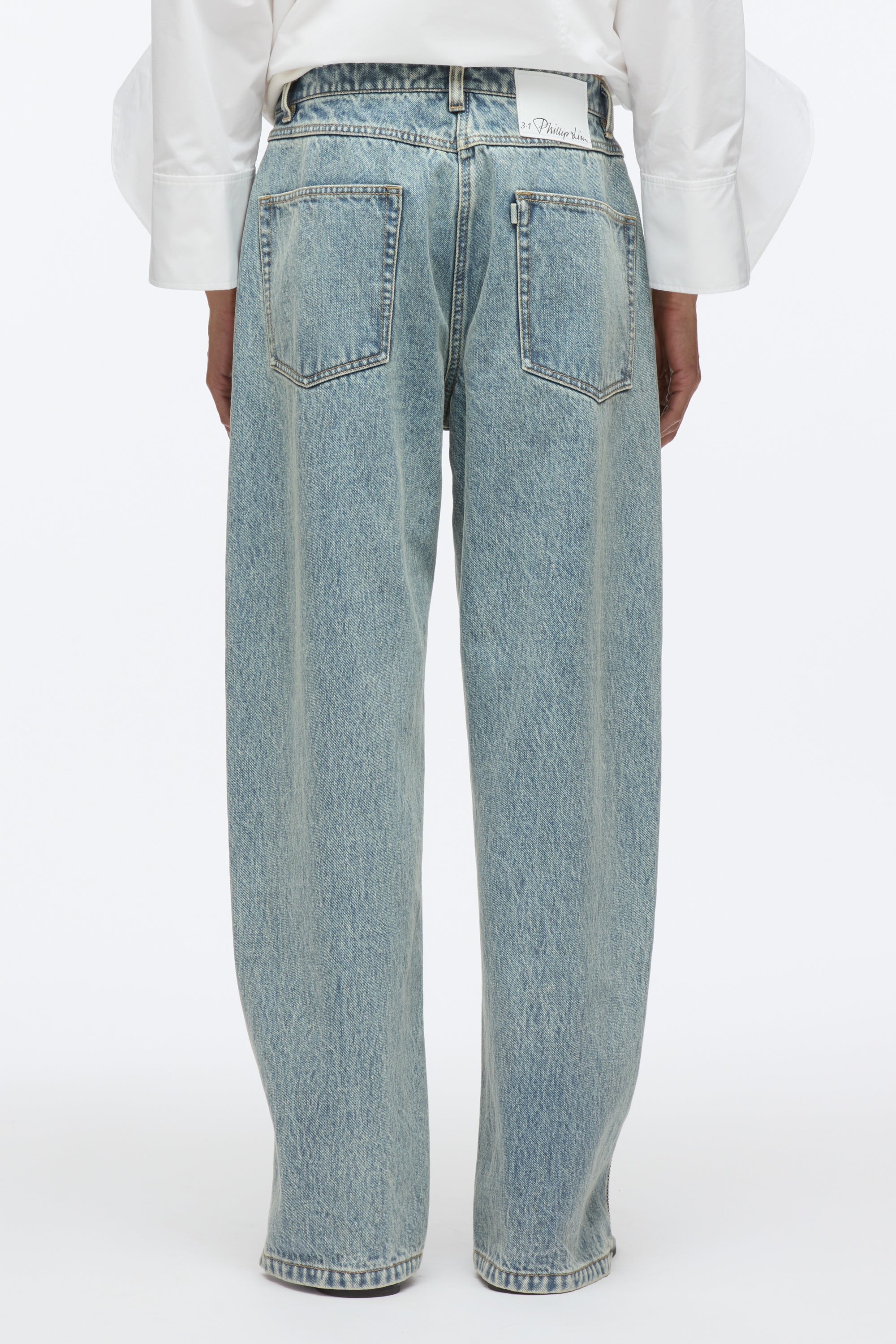 Washed Indigo Curve Denim Petite Pant with Zippers | 3.1 Phillip Lim