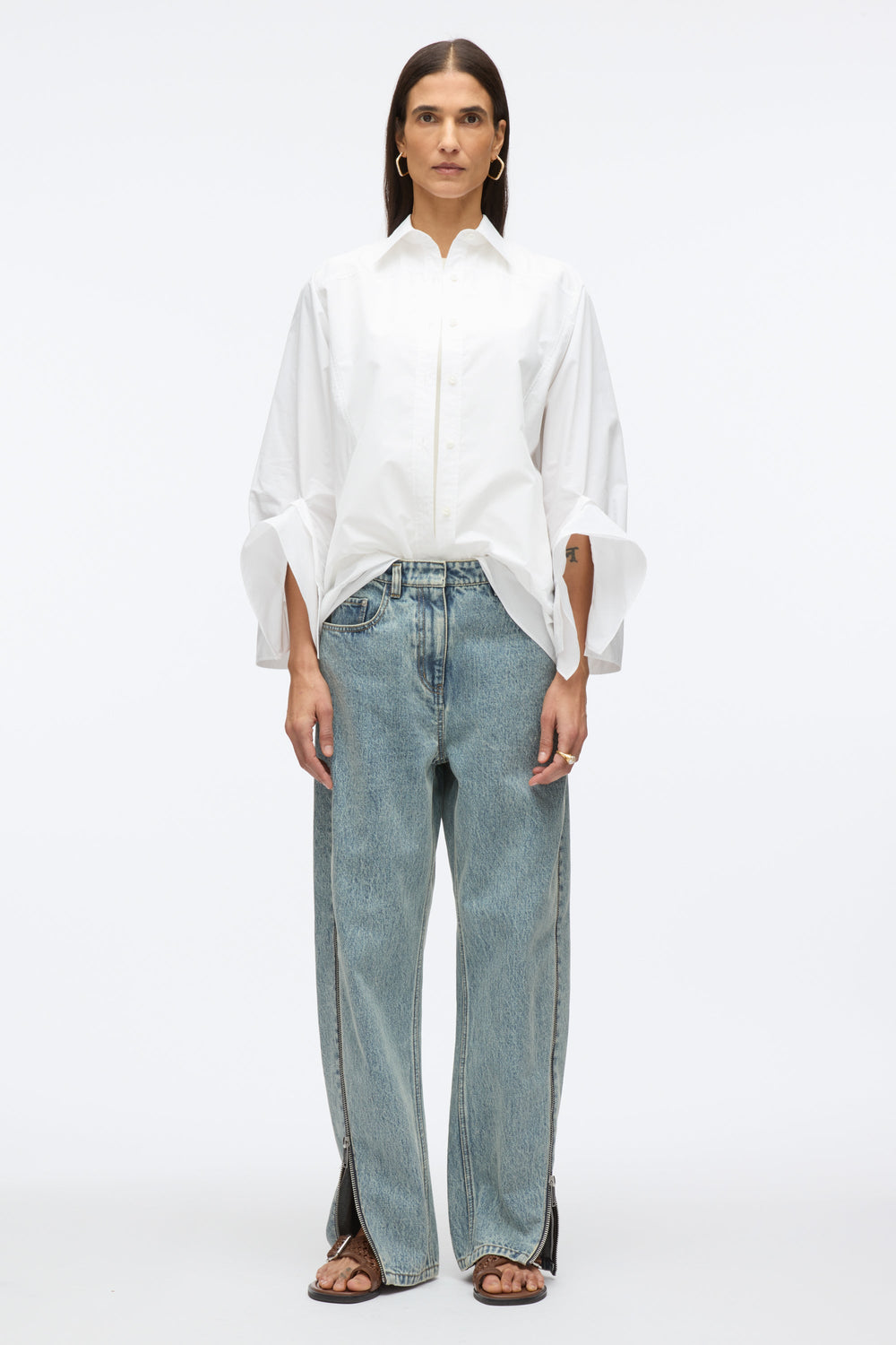 Washed Indigo Curve Denim Pant with Zippers | 3.1 Phillip Lim