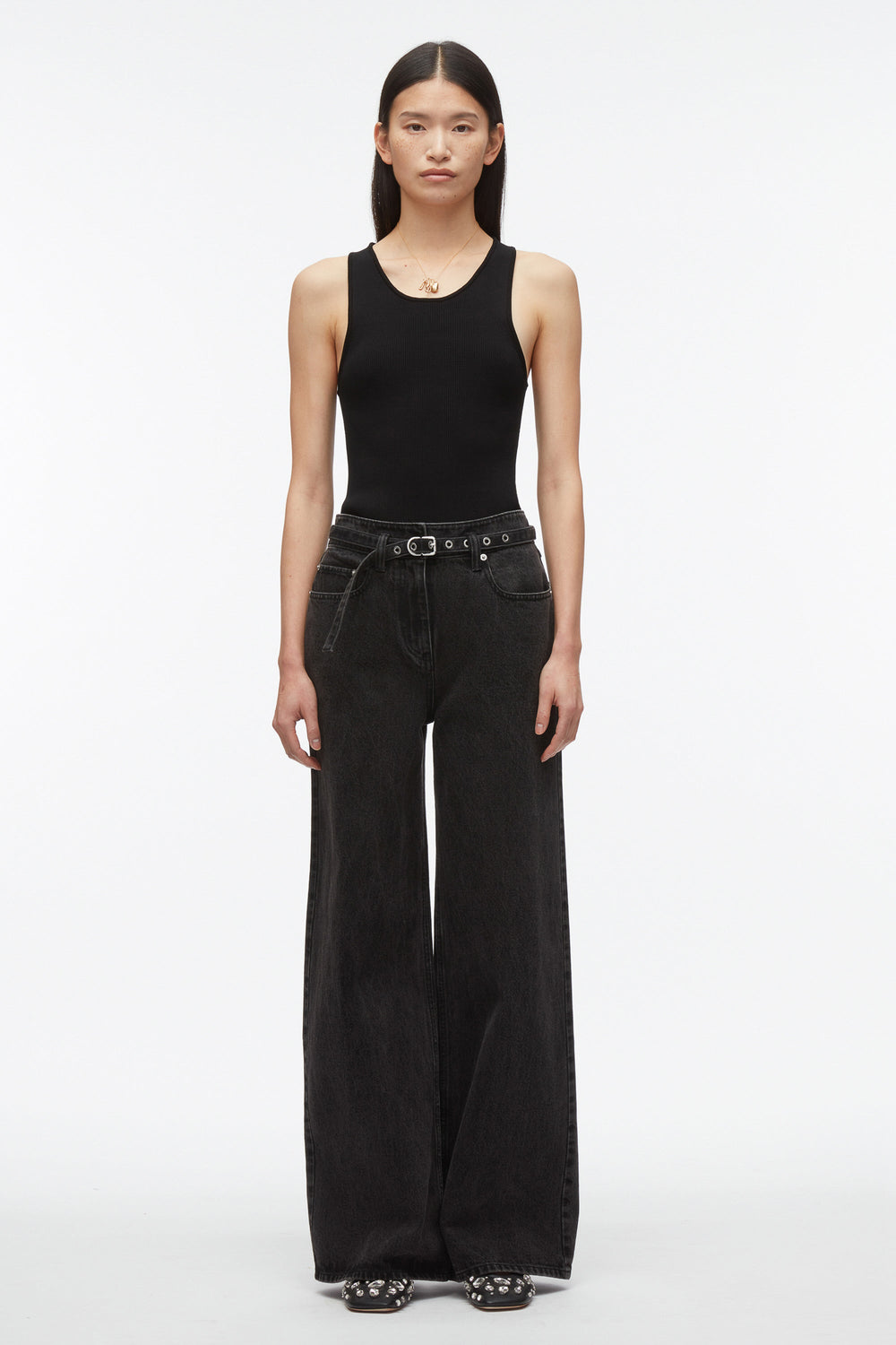 Washed Blk Wide Leg Belted Jeans | 3.1 Phillip Lim