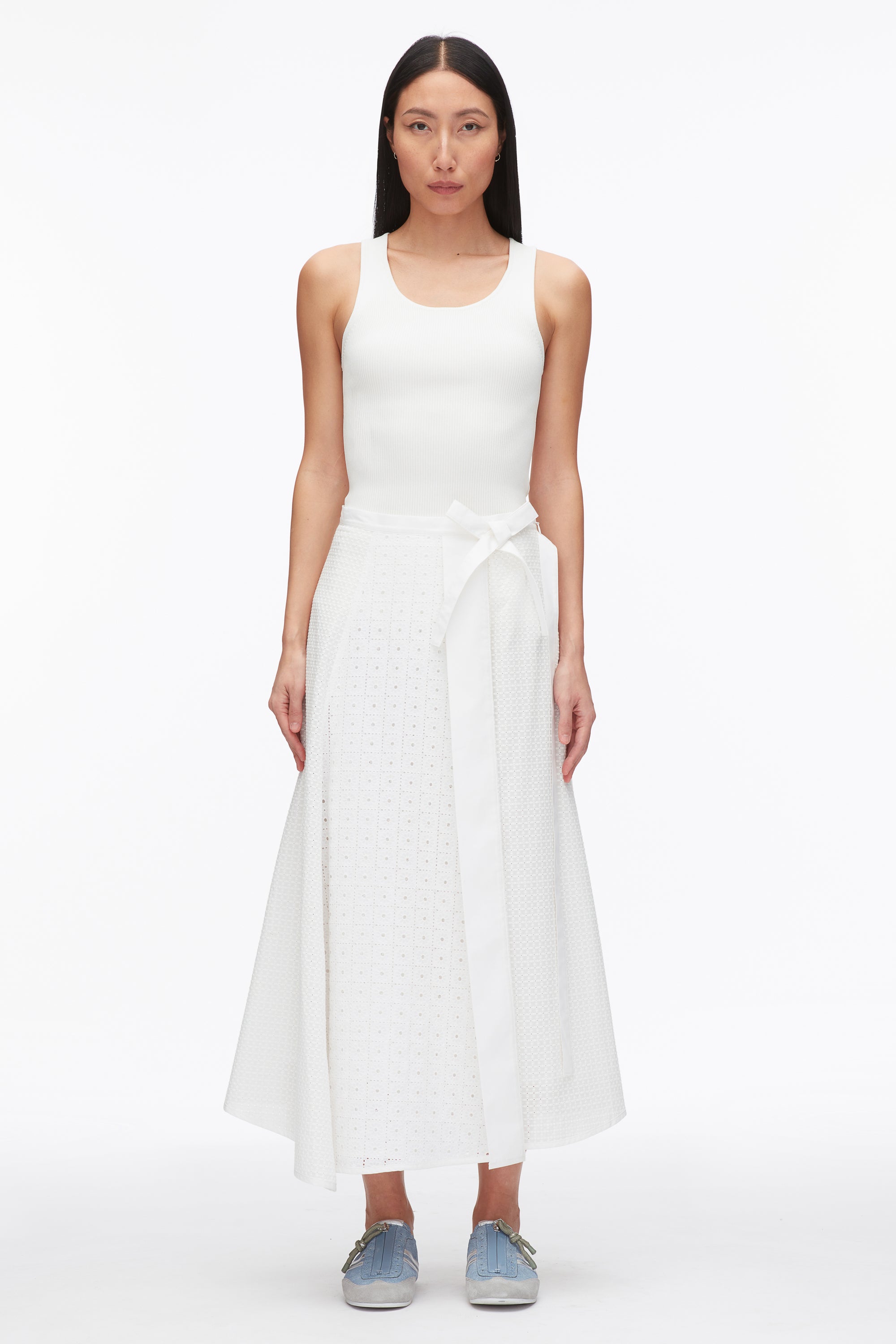 White Broderie Anglaise Patchwork Midi Skirt | 3.1 Phillip Lim