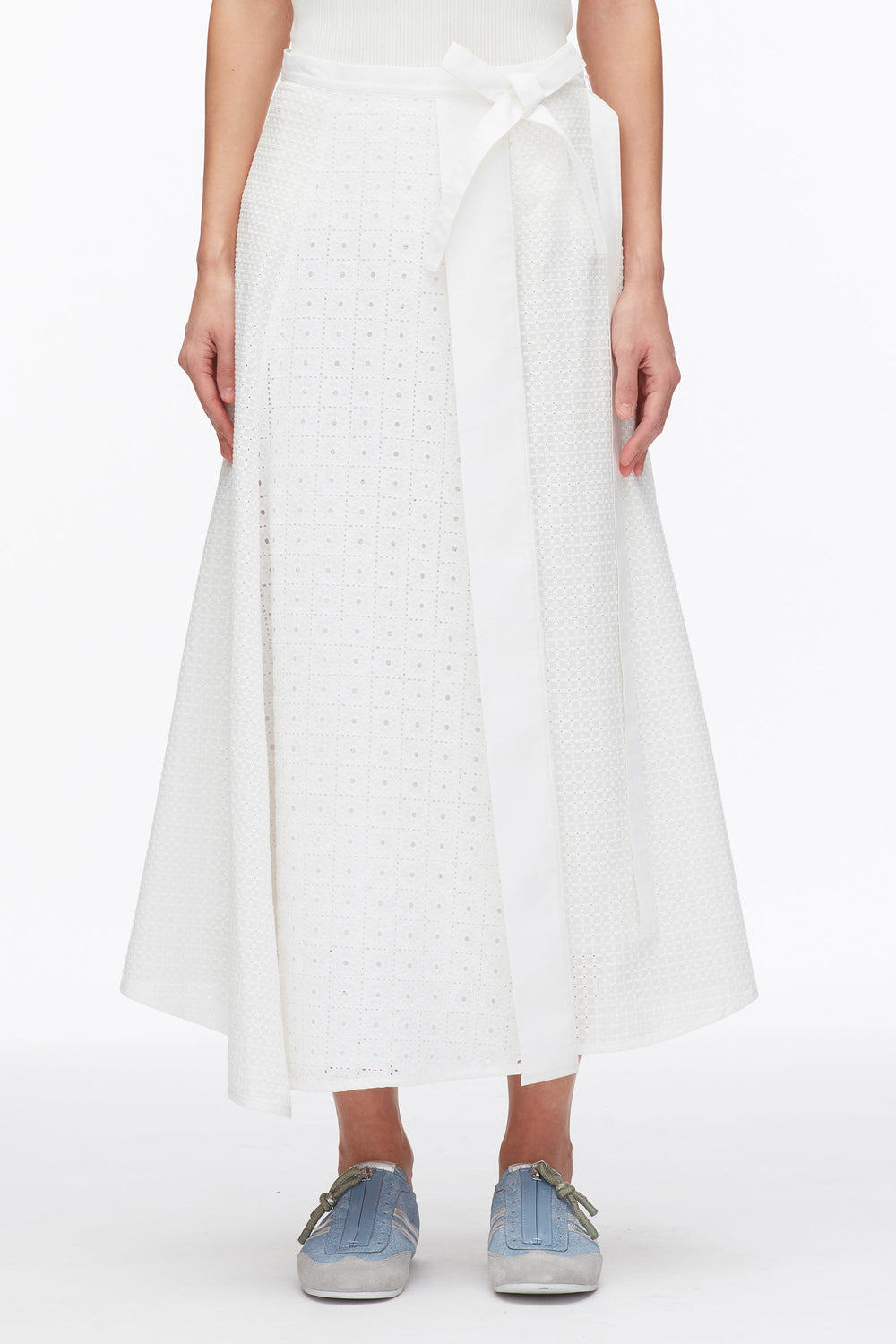 White Broderie Anglaise Patchwork Midi Skirt | 3.1 Phillip Lim