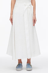White Broderie Anglaise Patchwork Midi Skirt | 3.1 Phillip Lim