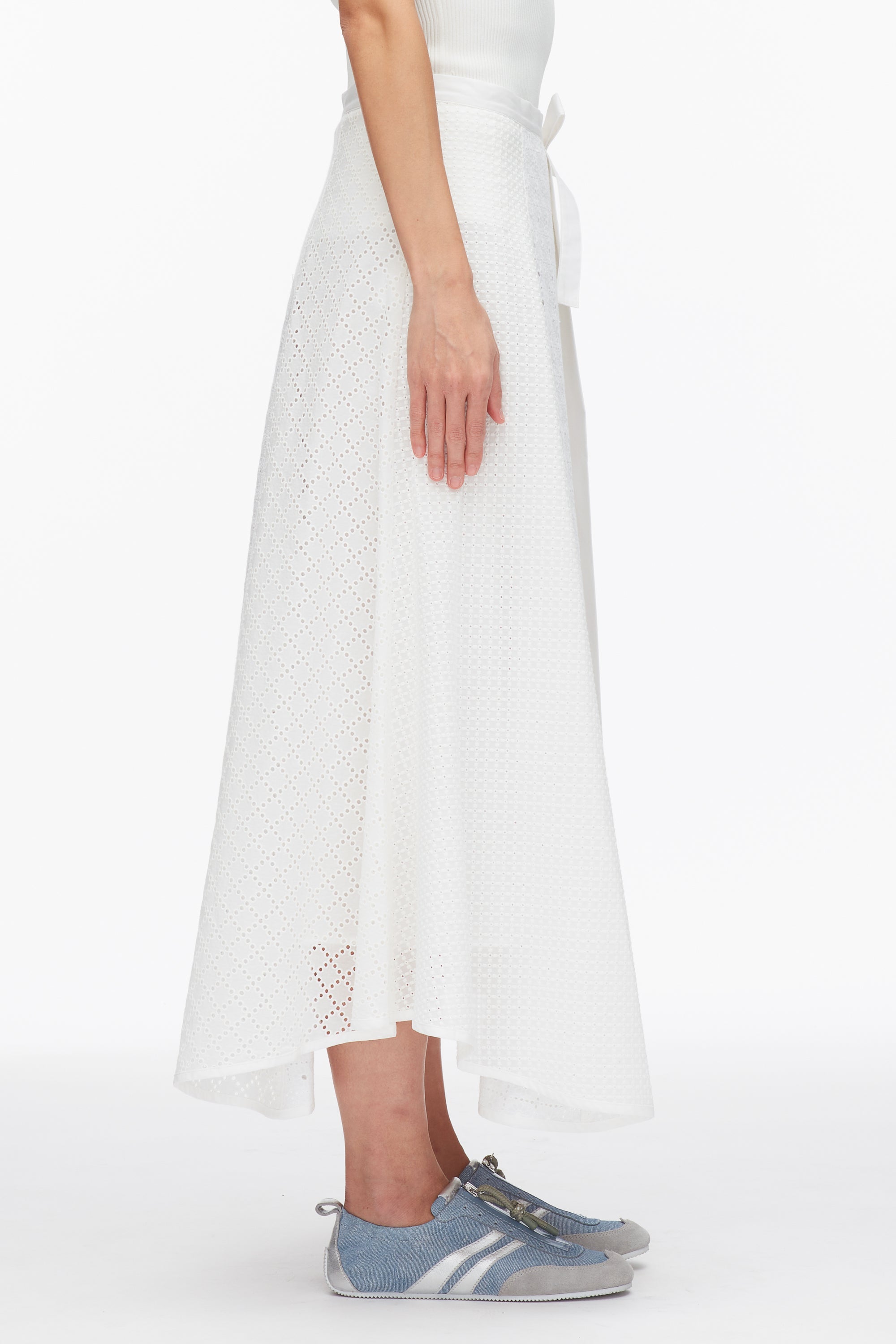 White Broderie Anglaise Patchwork Midi Skirt | 3.1 Phillip Lim