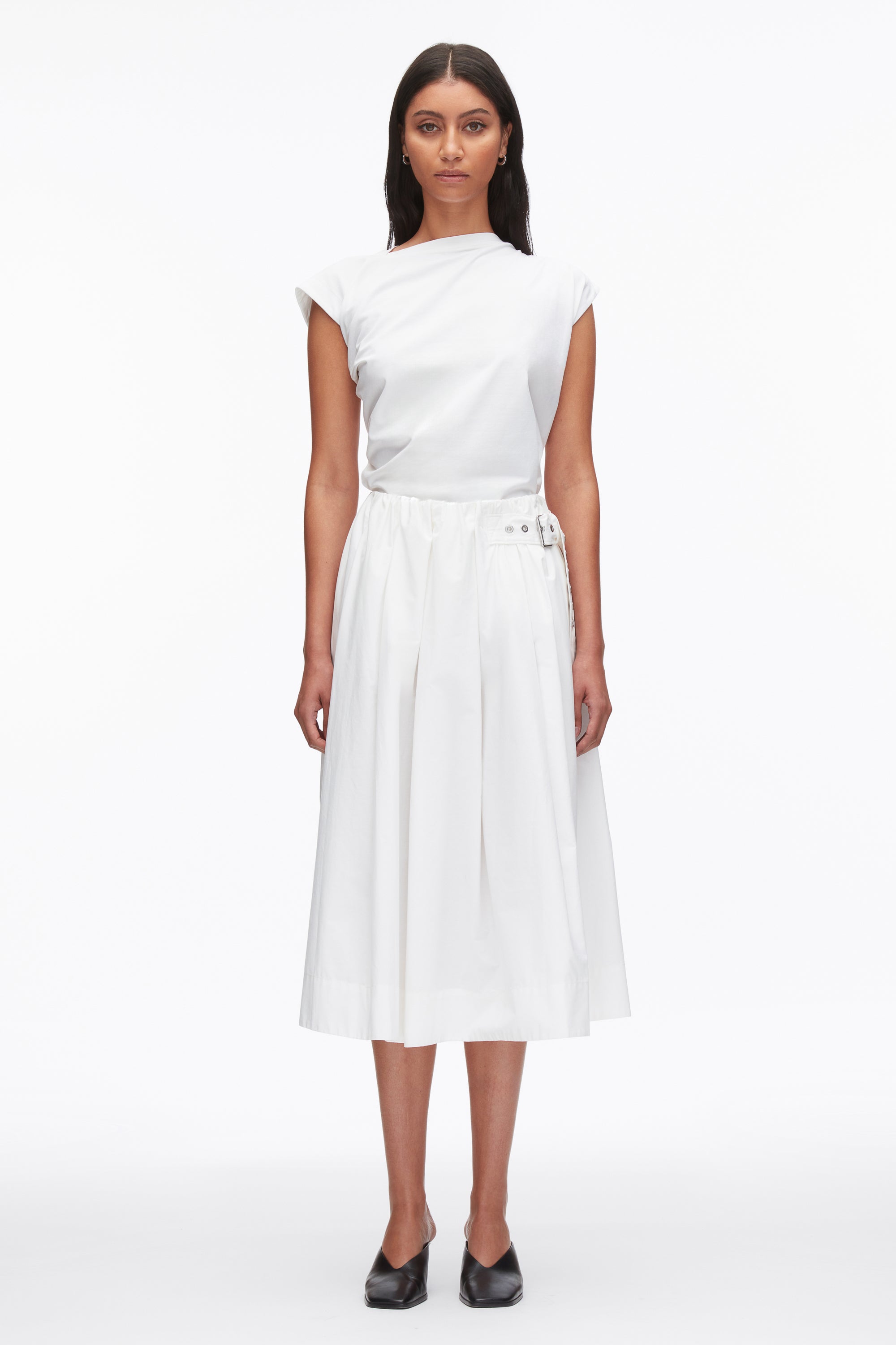 White Belted Gathered Midi Skirt | 3.1 Phillip Lim