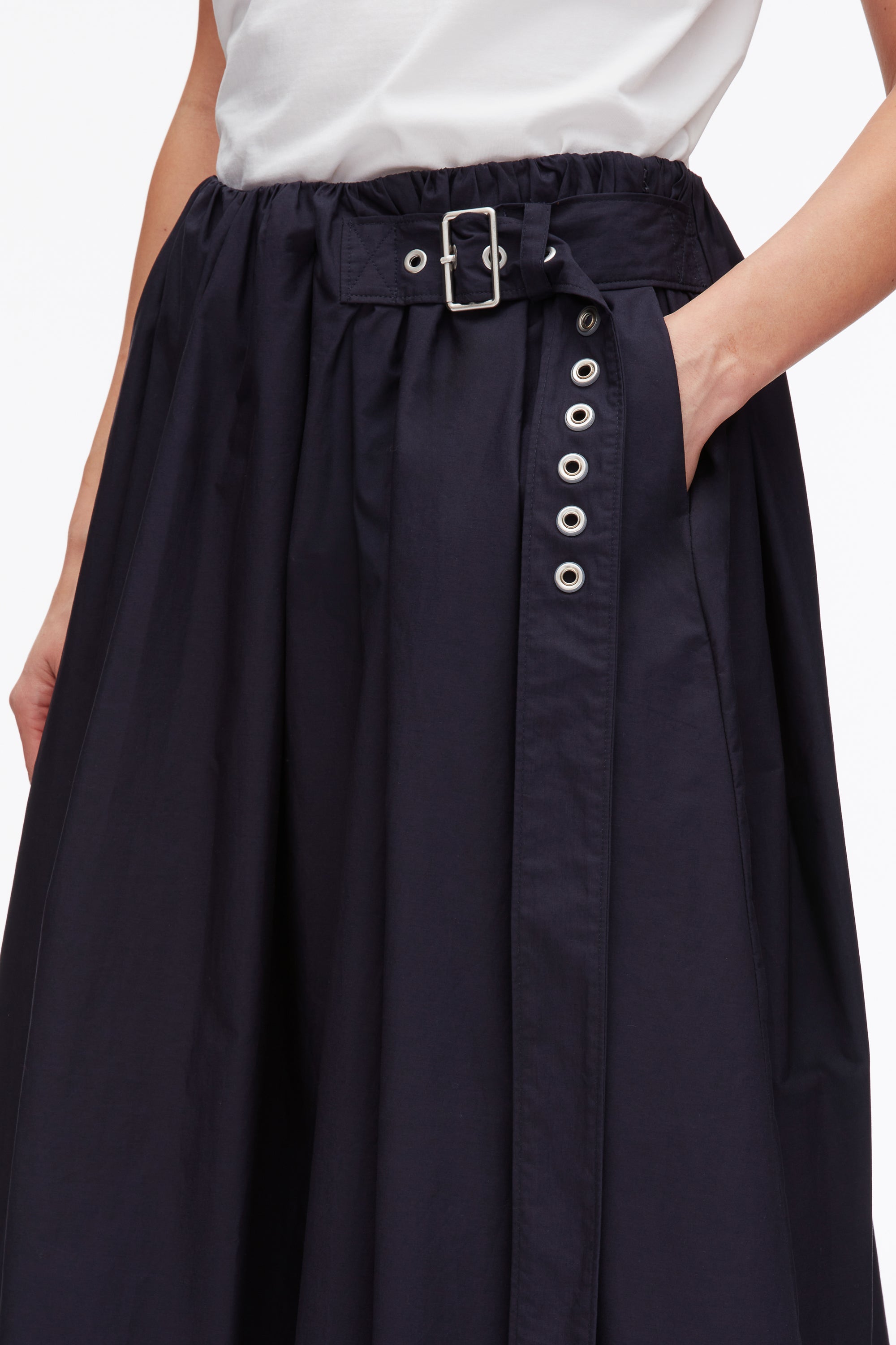 Midnight Belted Gathered Midi Skirt | 3.1 Phillip Lim