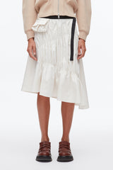 Ivory Ripstop Asymmetric Skirt with Ruching | 3.1 Phillip Lim