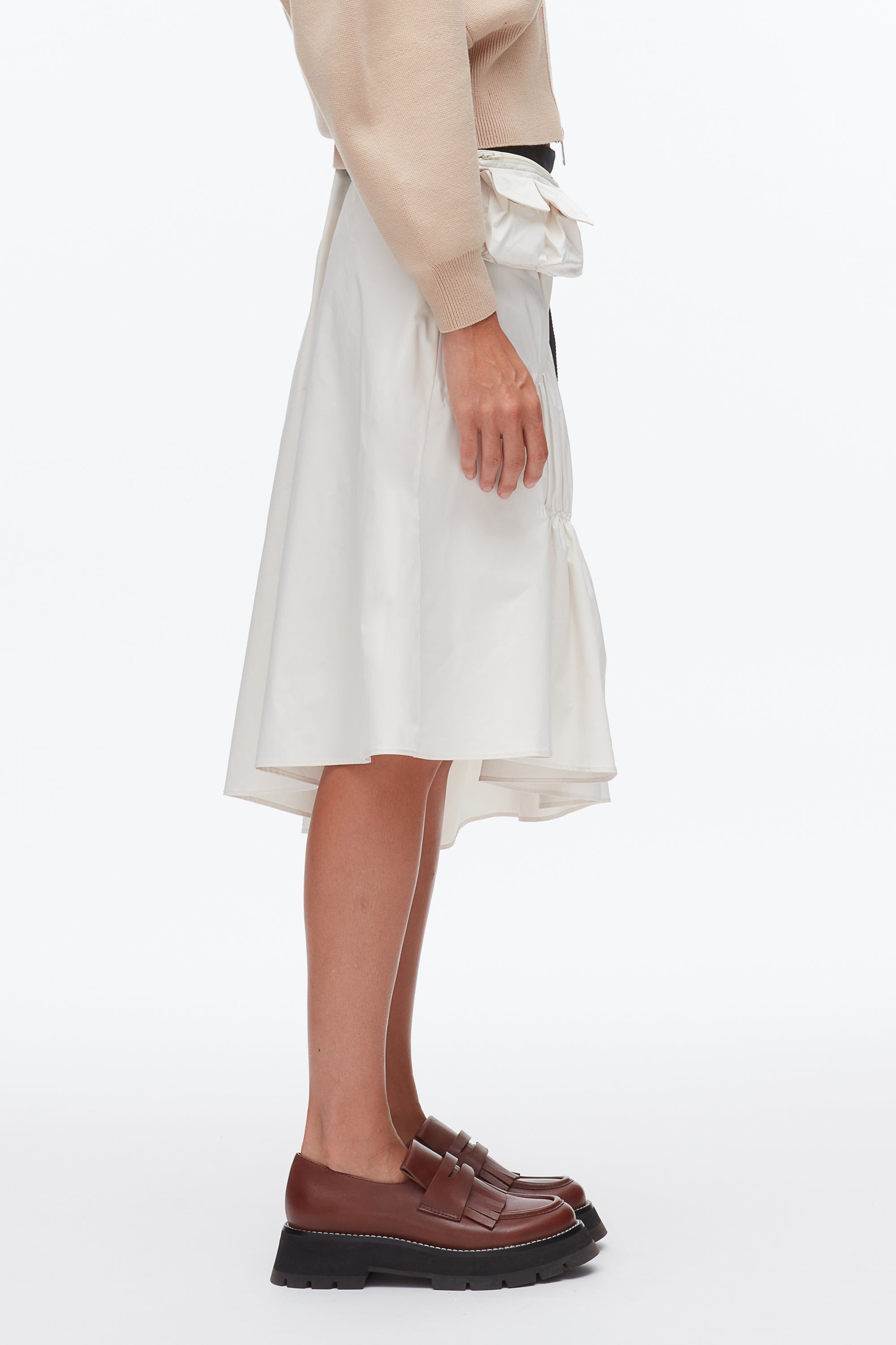 Ivory Ripstop Asymmetric Skirt with Ruching | 3.1 Phillip Lim