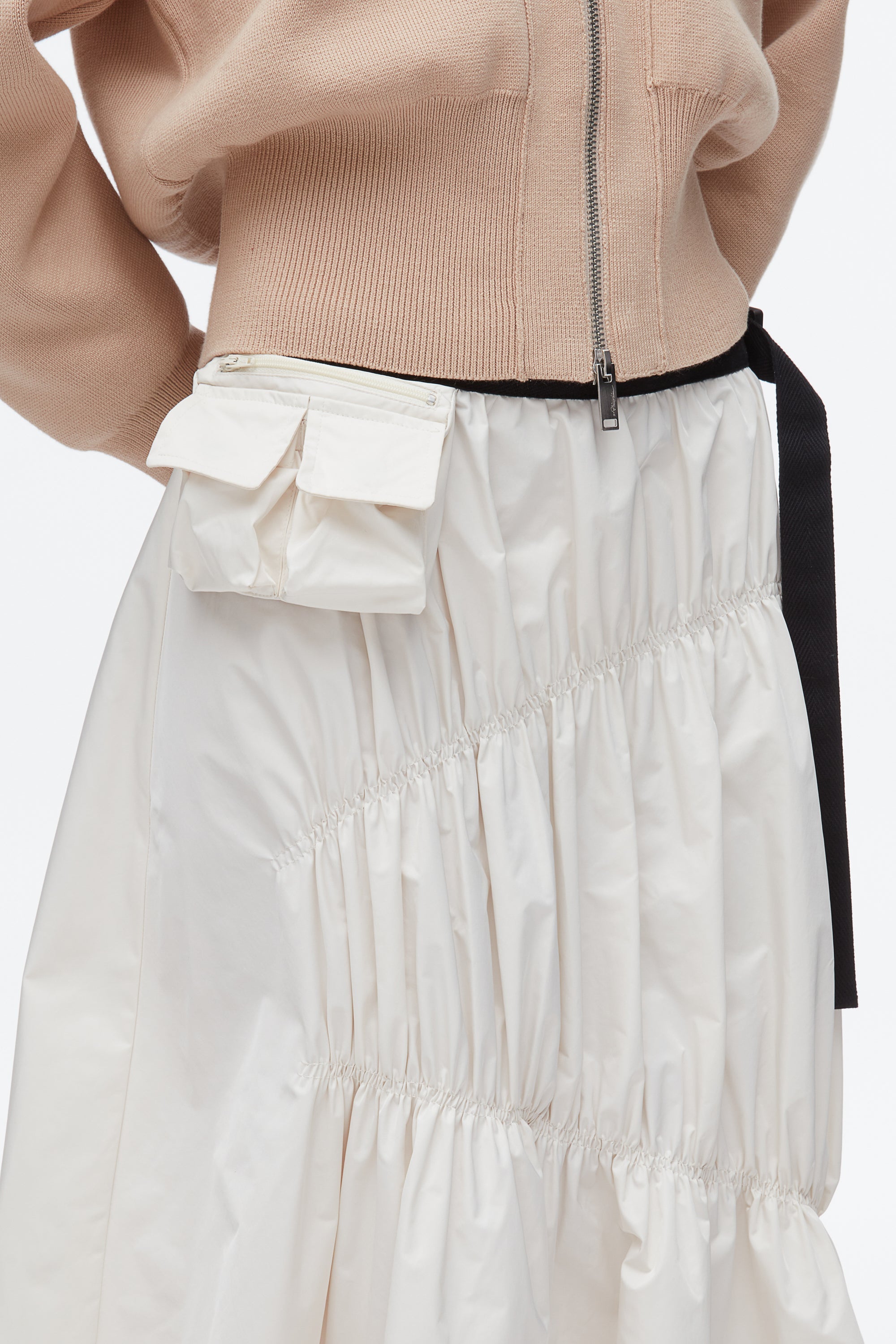 Ivory Ripstop Asymmetric Skirt with Ruching | 3.1 Phillip Lim