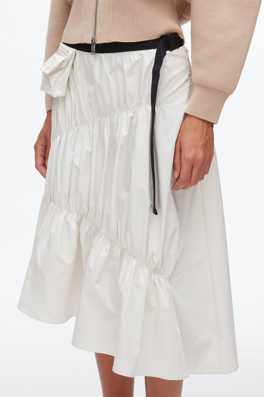 Ivory Ripstop Asymmetric Skirt with Ruching | 3.1 Phillip Lim