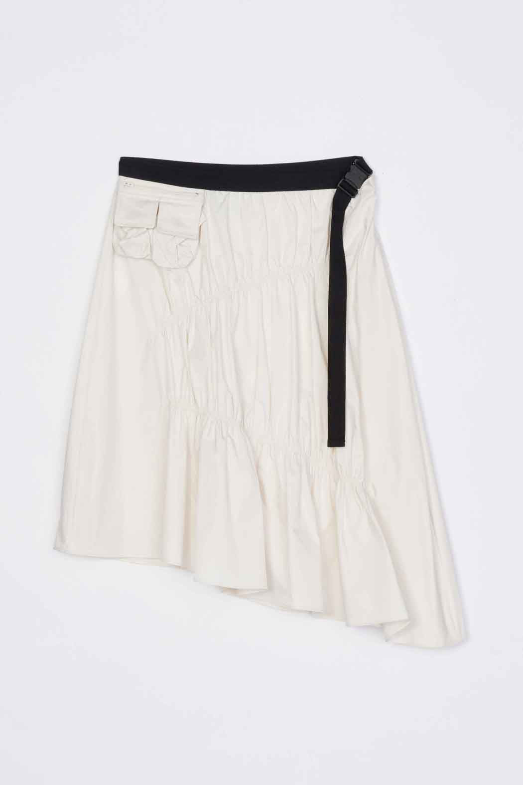 Ivory Ripstop Asymmetric Skirt with Ruching | 3.1 Phillip Lim