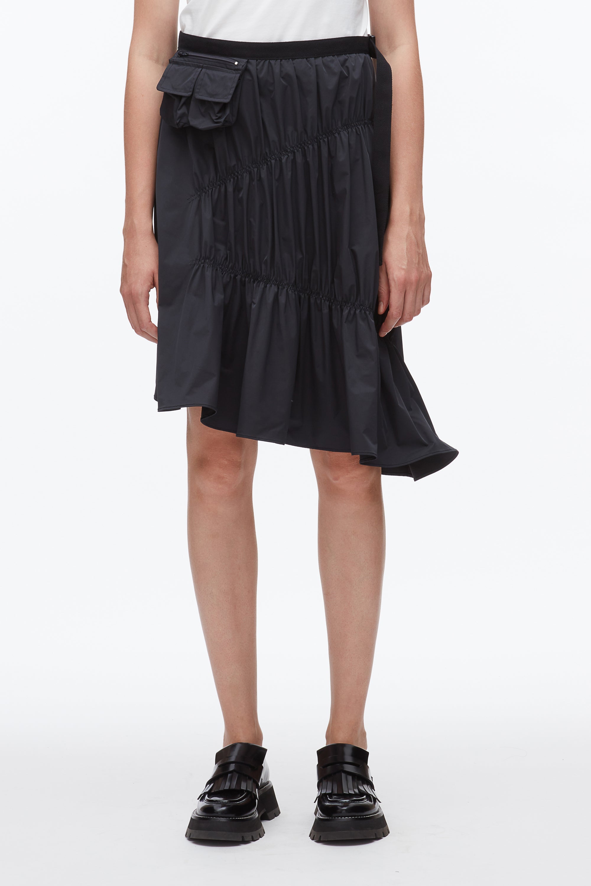 Midnight Ripstop Asymmetric Skirt with Ruching | 3.1 Phillip Lim