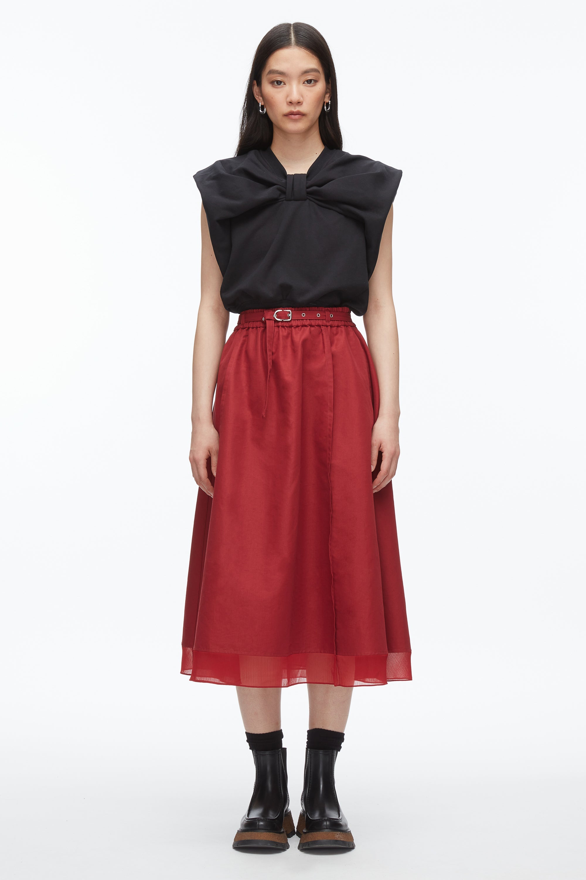 Crimson Belted Midi Skirt | 3.1 Phillip Lim