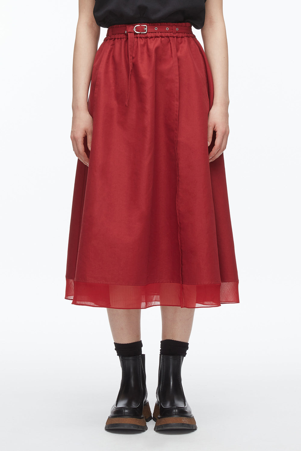 Crimson Belted Midi Skirt | 3.1 Phillip Lim