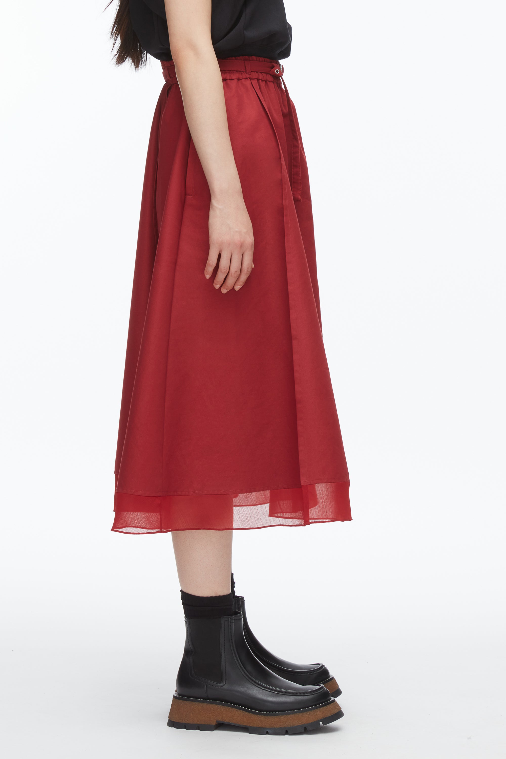 Crimson Belted Midi Skirt | 3.1 Phillip Lim