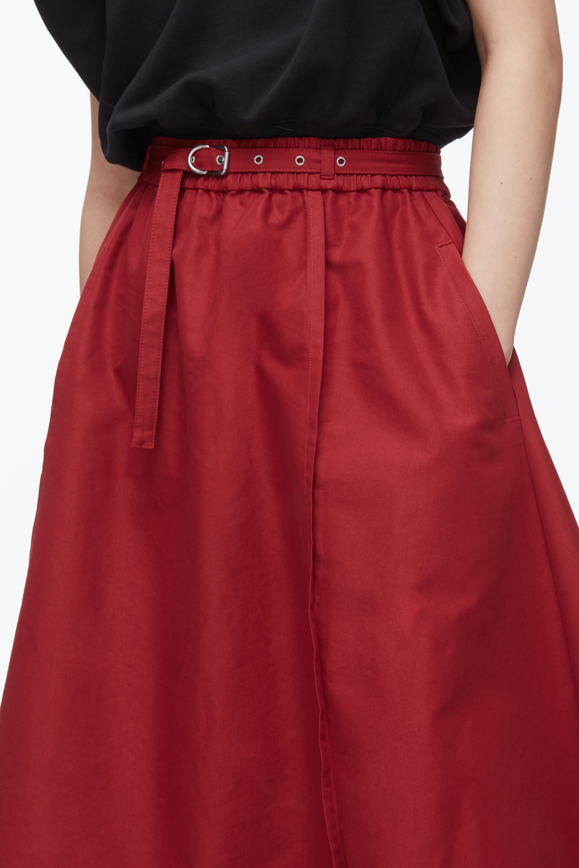 Crimson Belted Midi Skirt | 3.1 Phillip Lim