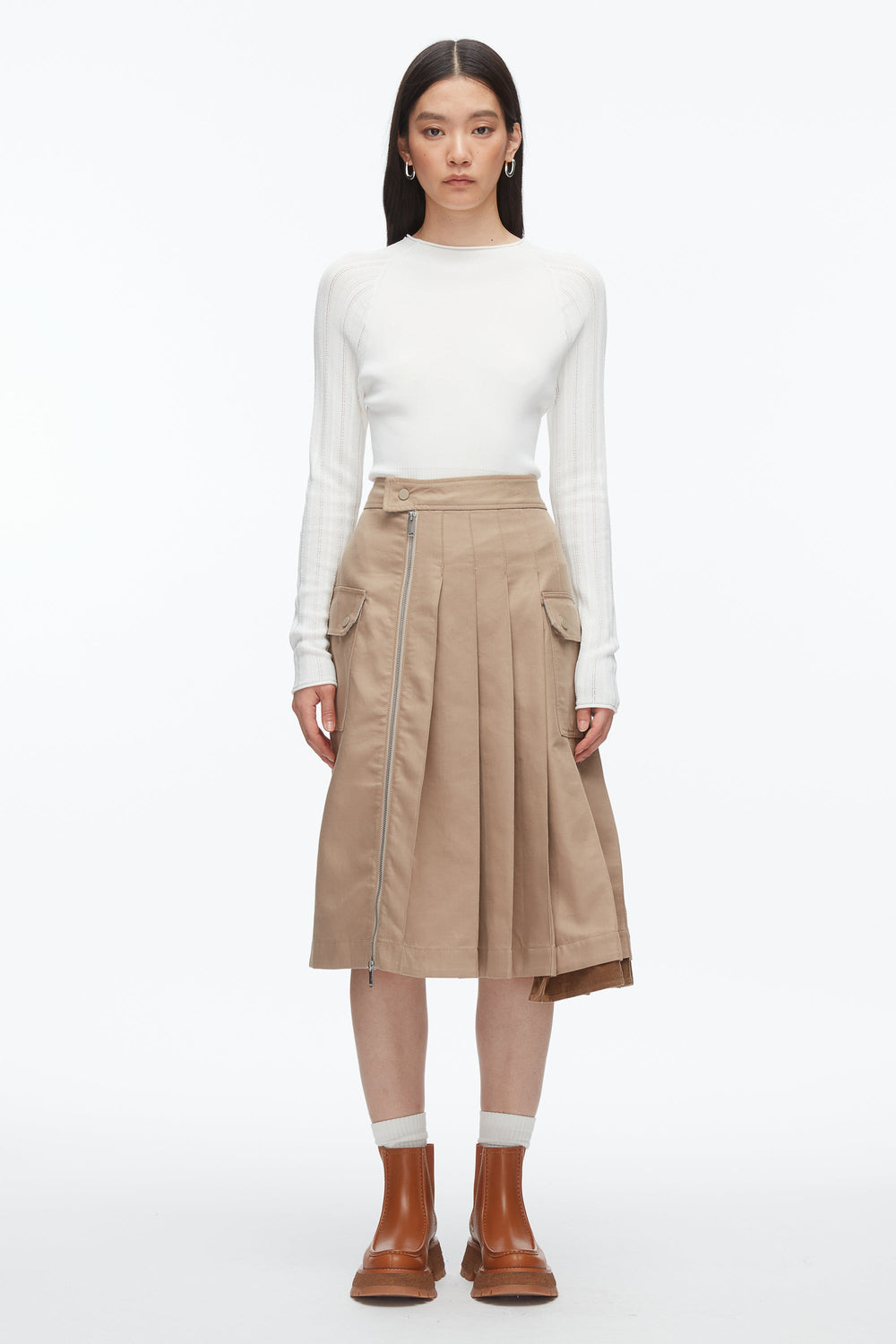 Praline Multi Pleated Zip Utility Skirt | 3.1 Phillip Lim