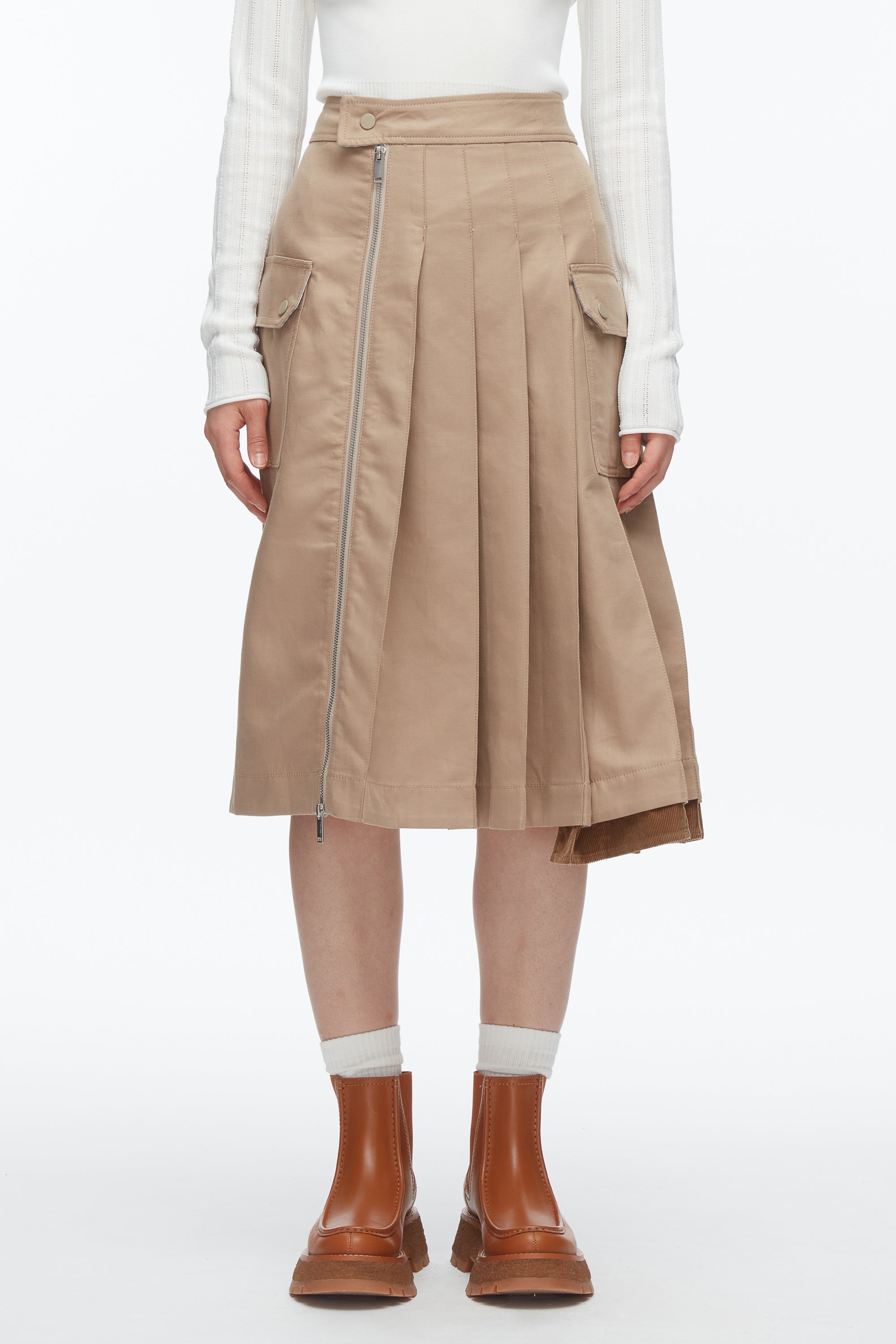 Praline Multi Pleated Zip Utility Skirt | 3.1 Phillip Lim