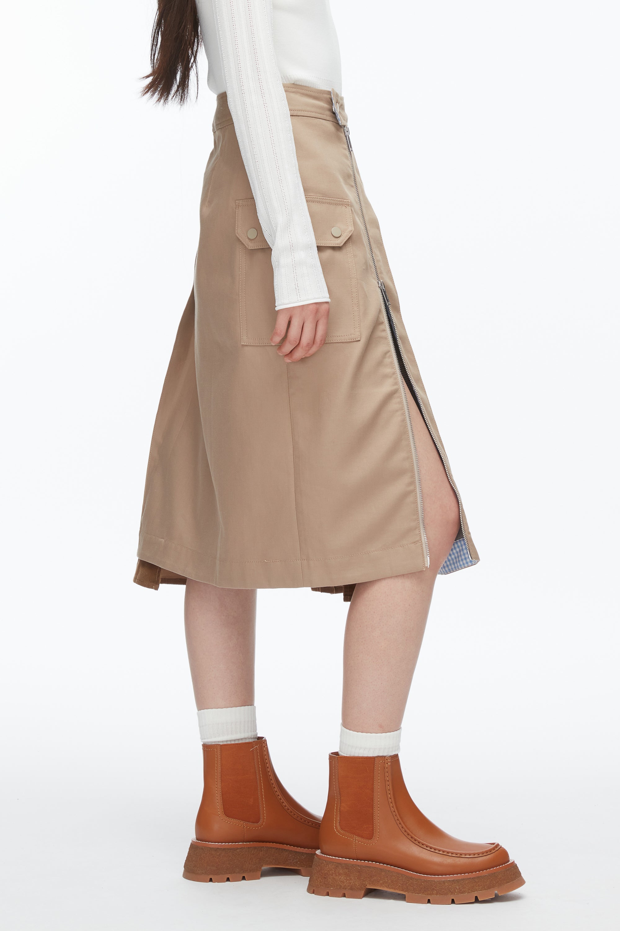 Praline Multi Pleated Zip Utility Skirt | 3.1 Phillip Lim